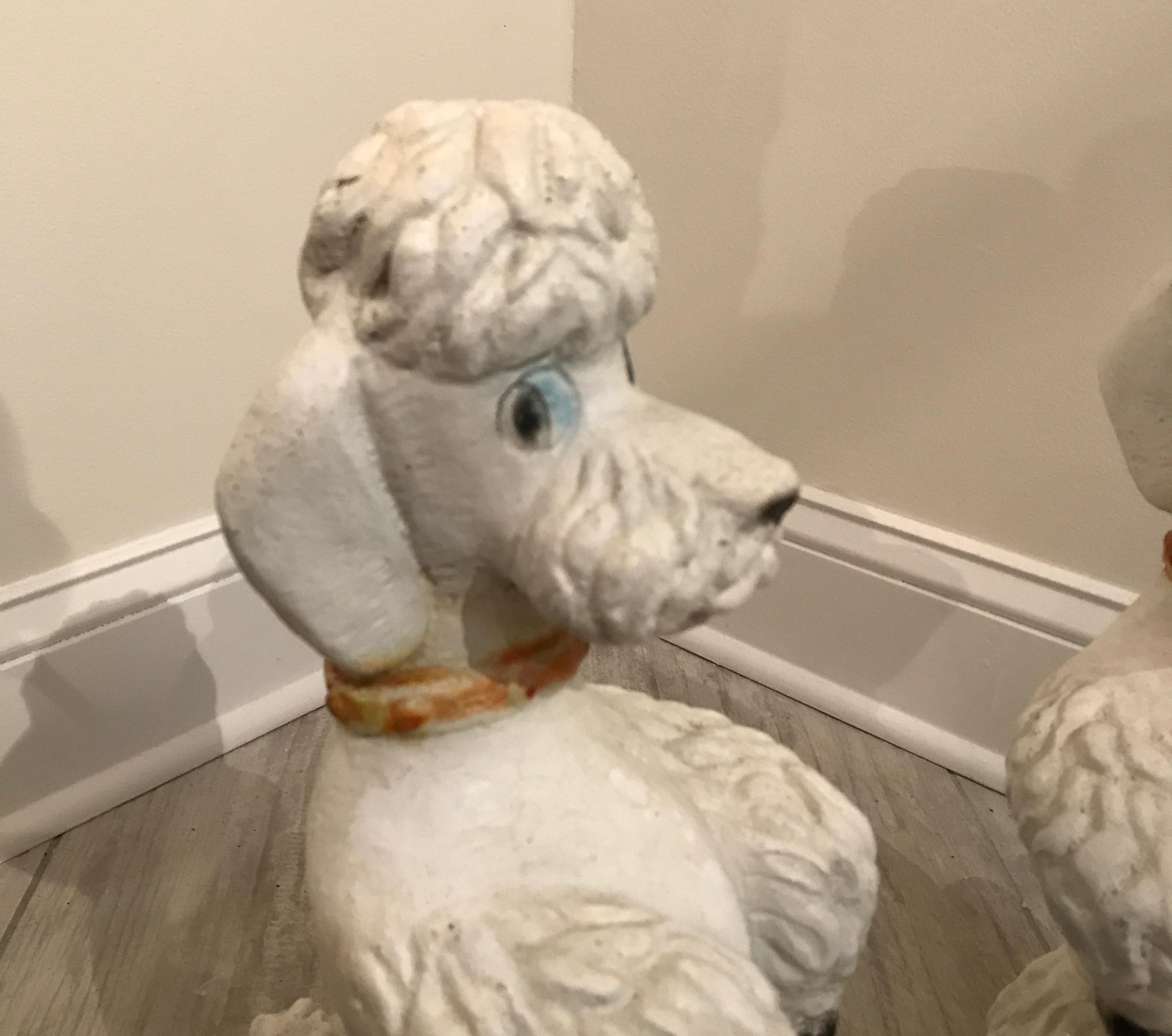20th Century Pair of Midcentury Painted Concrete French Poodles