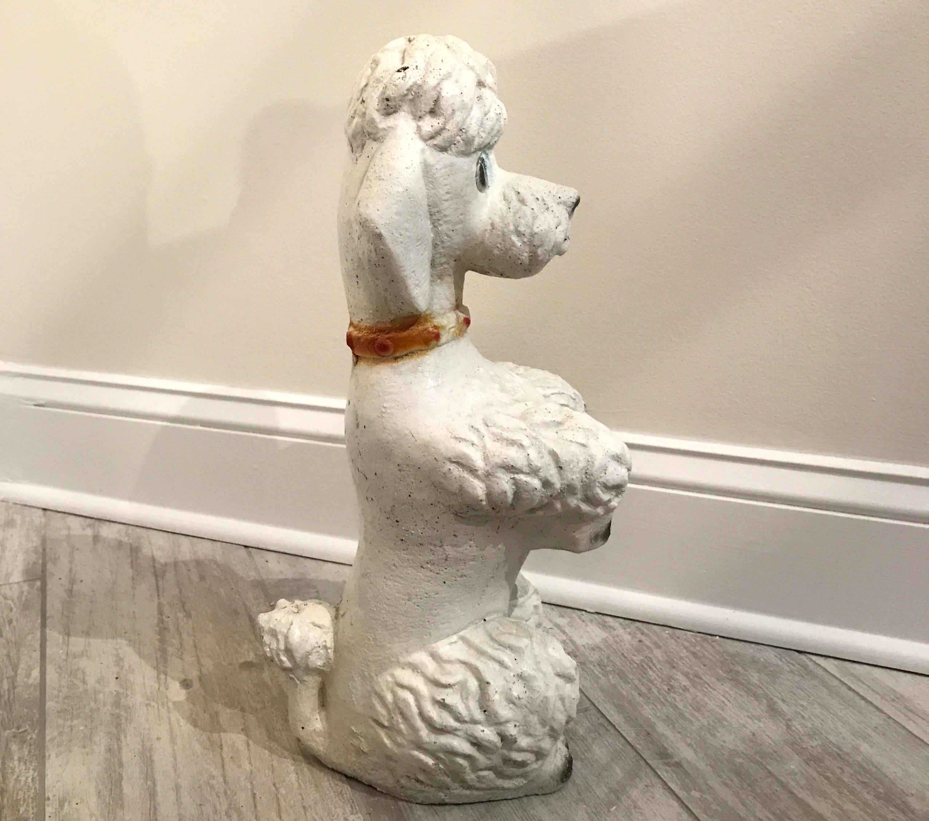 Pair of Midcentury Painted Concrete French Poodles 3