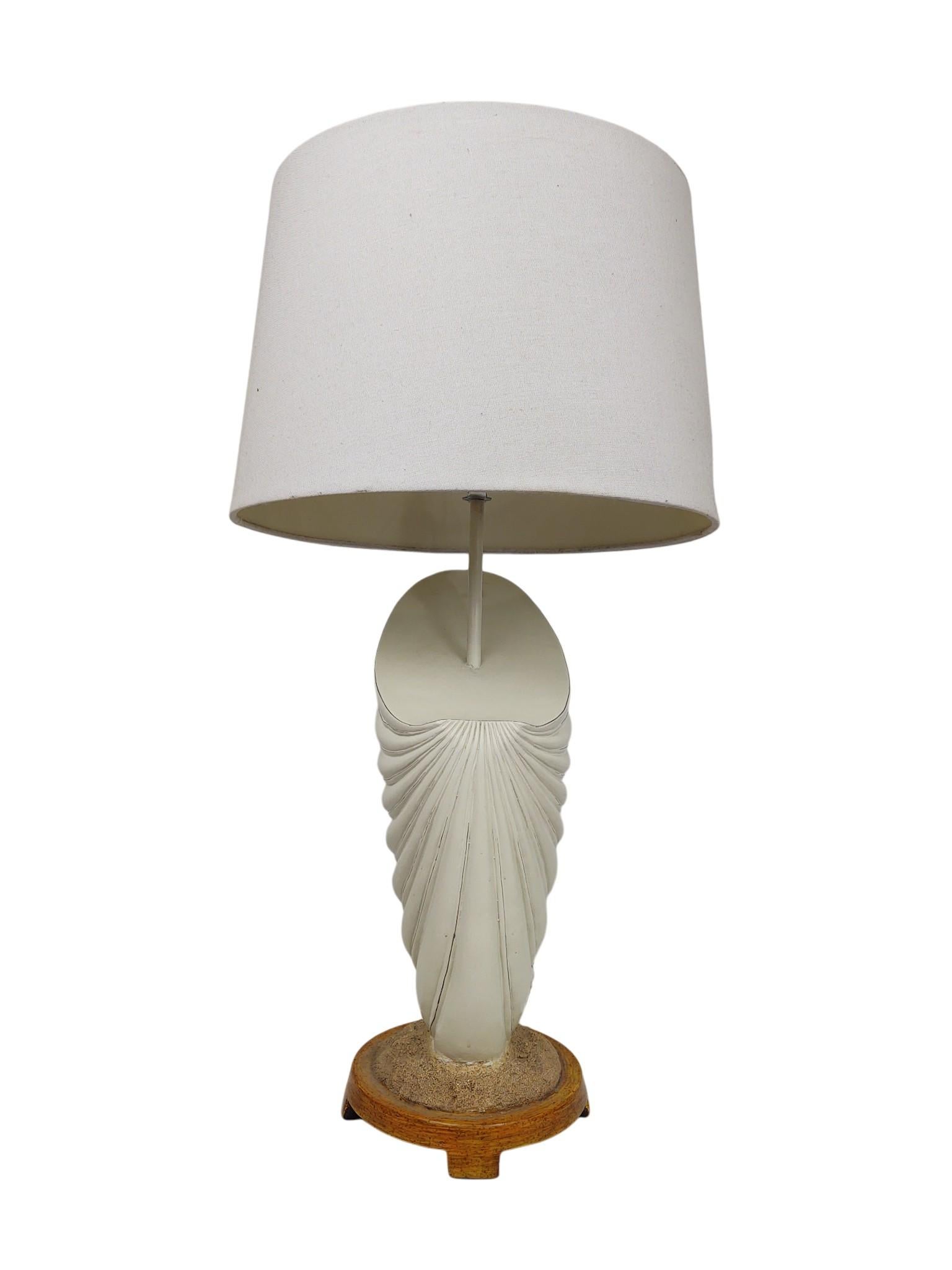 Late 20th Century Pair of Mid-Century / Palm Beach Style Coastal Shell Table Lamps For Sale