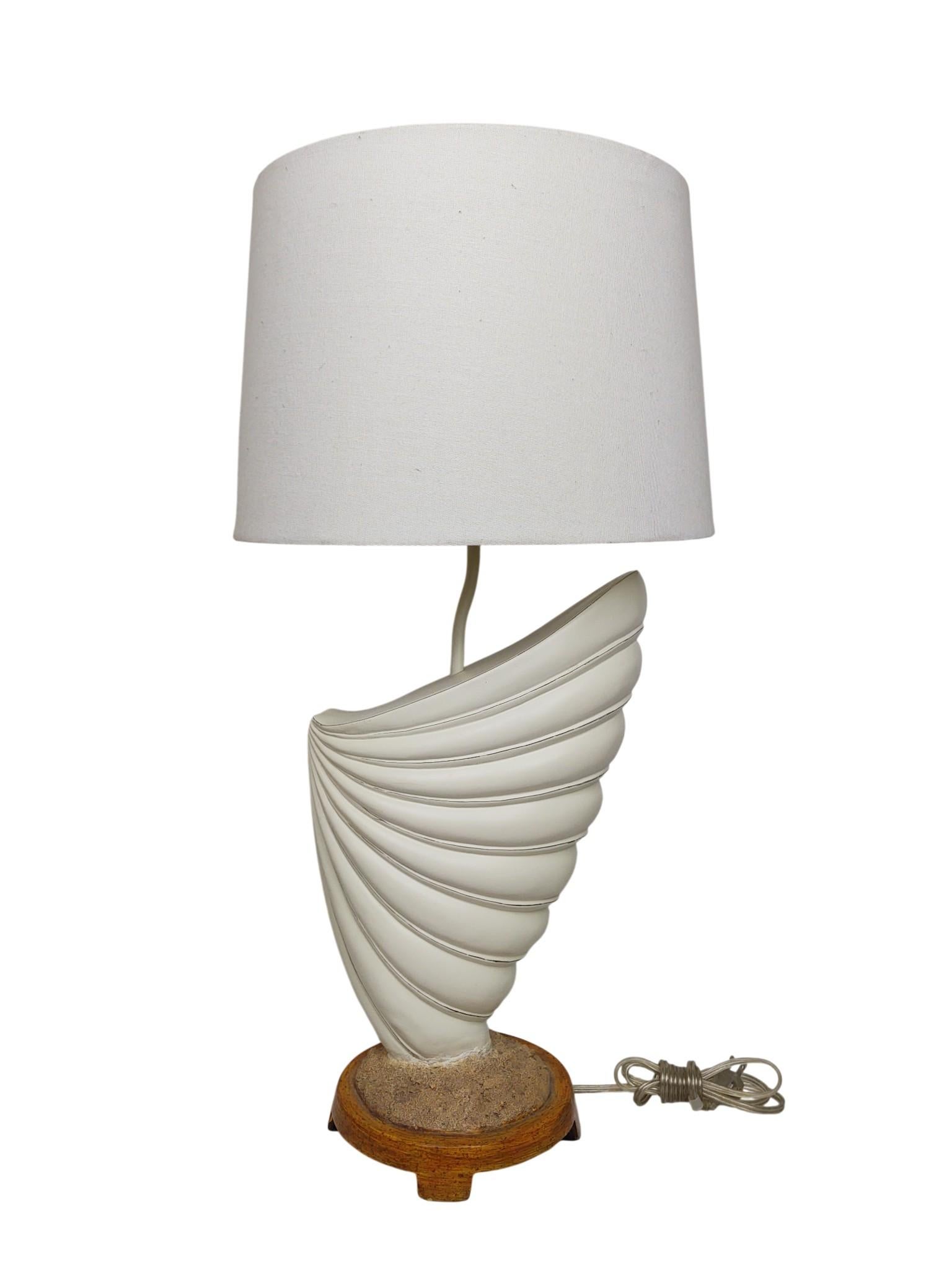 Ceramic Pair of Mid-Century / Palm Beach Style Coastal Shell Table Lamps For Sale