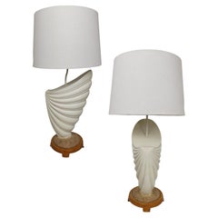 Pair of Mid-Century / Palm Beach Style Coastal Shell Table Lamps