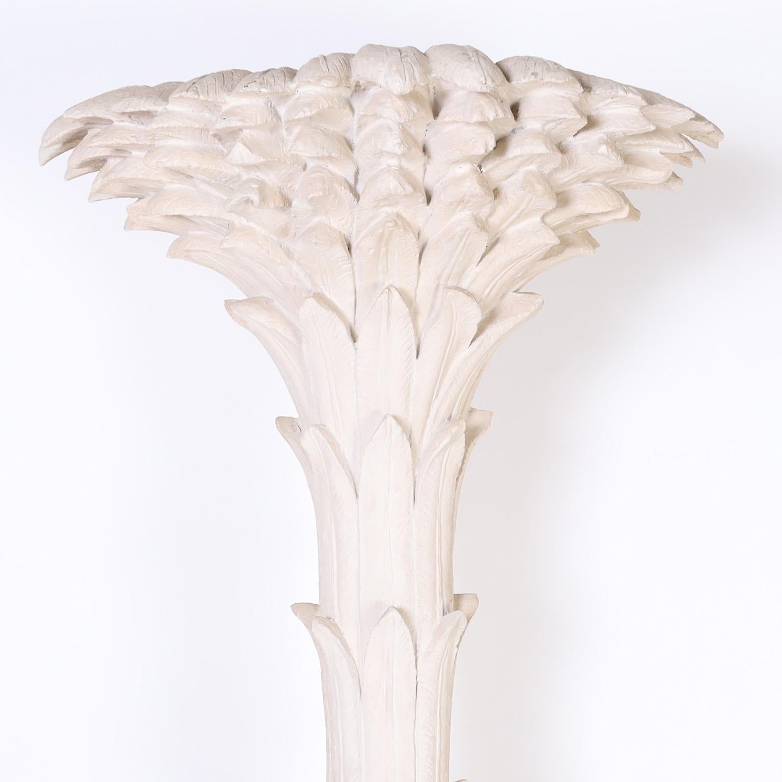 Americano Coppia di sculture decorative di palme di metà secolo in vendita