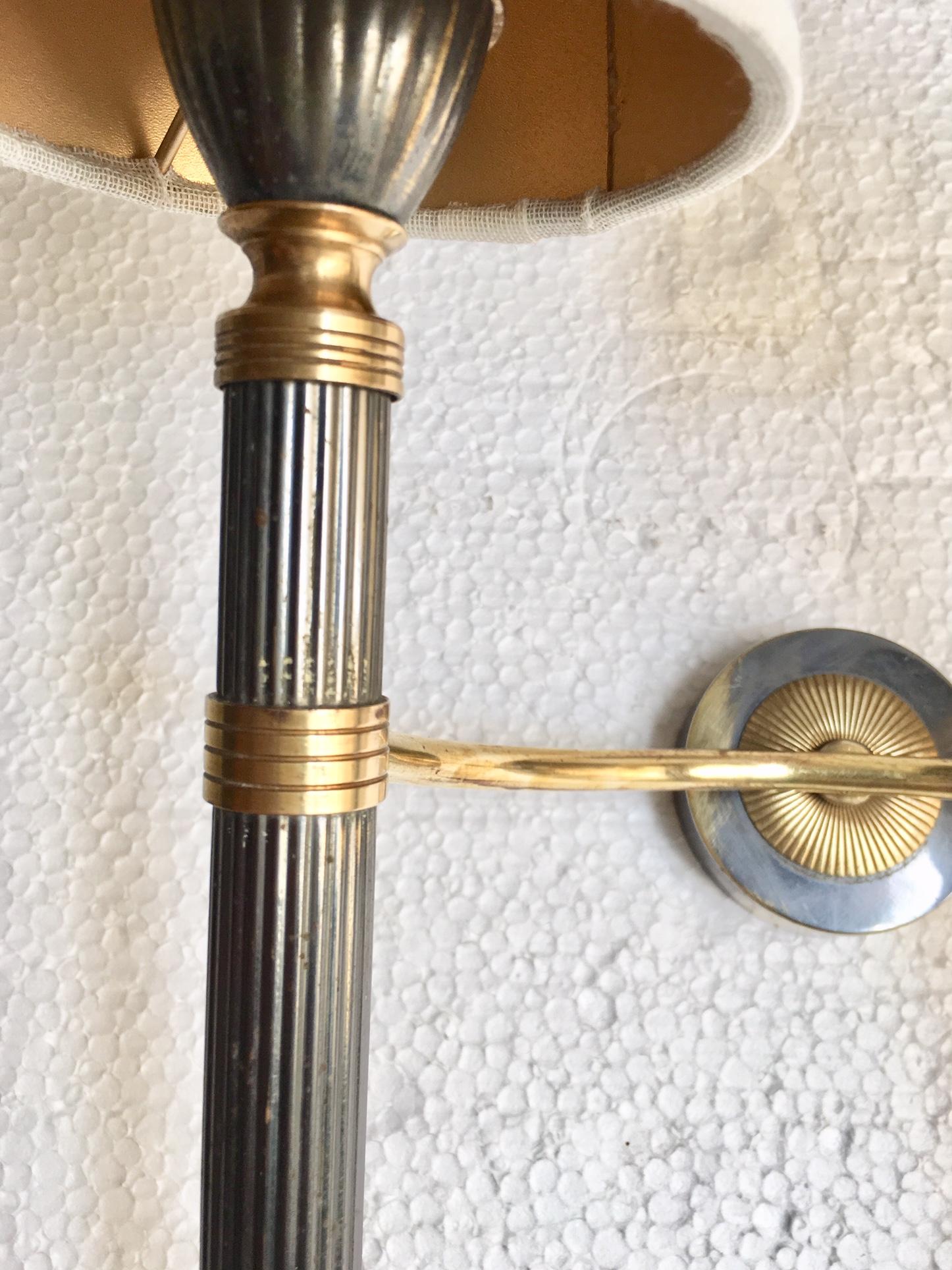 Pair of Midcentury Patinated Brass Doble Wall Sconces by Lunel 3