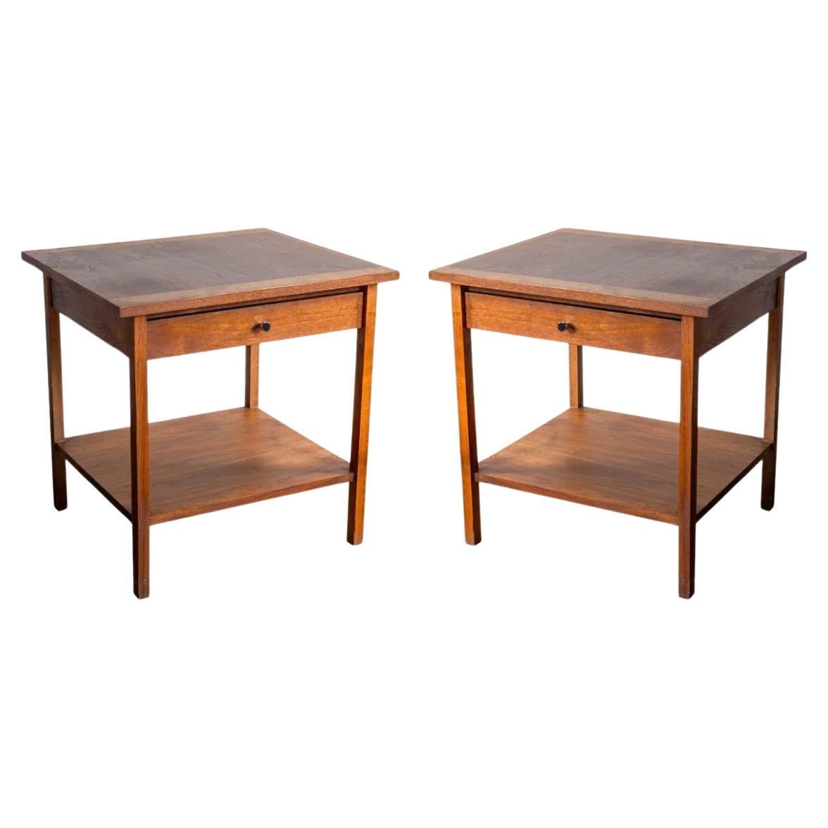 Pair of Mid century Paul Mccobb for Lane walnut rosewood nightstands For Sale