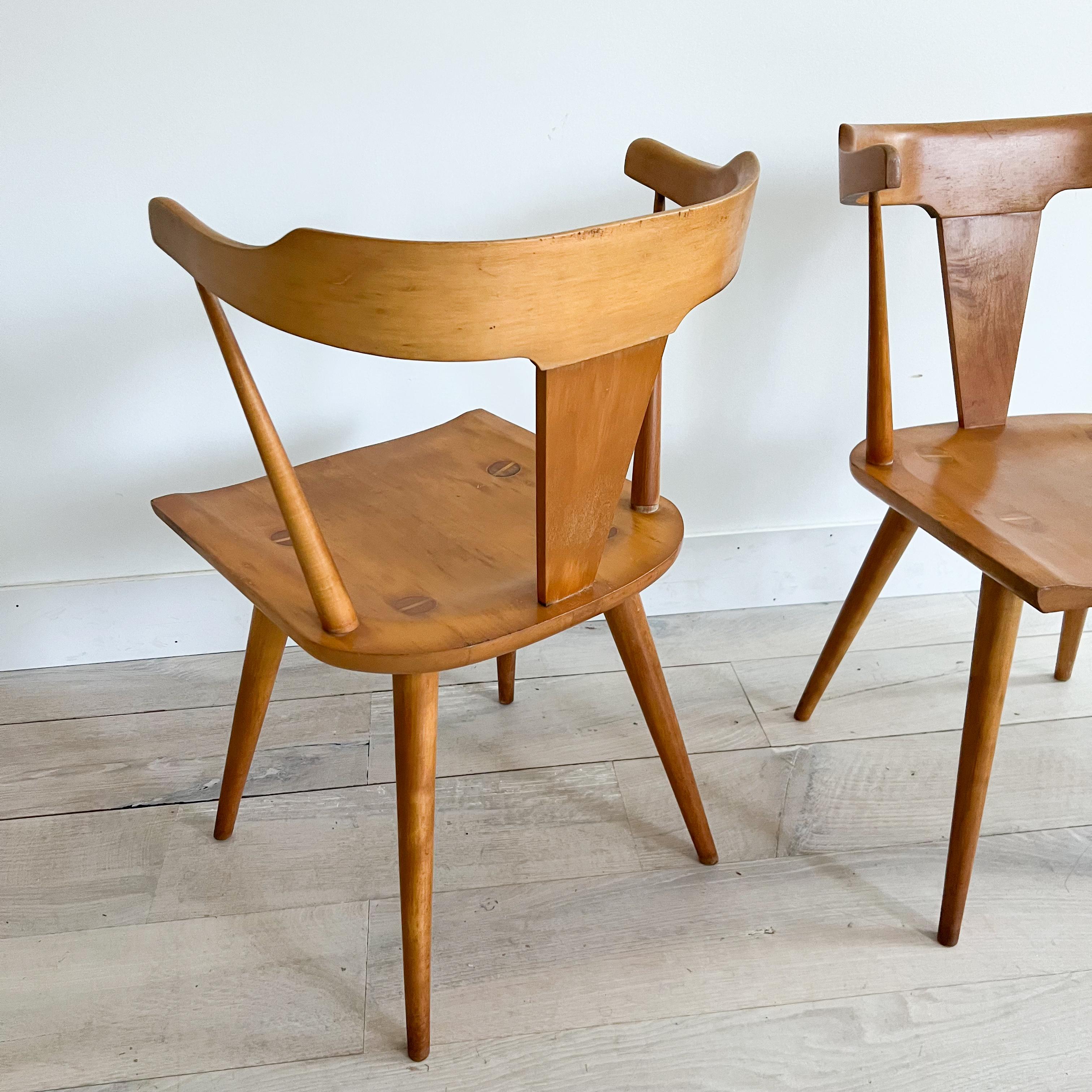 Pair of Mid Century Paul McCobb Maple T Back Chairs 5