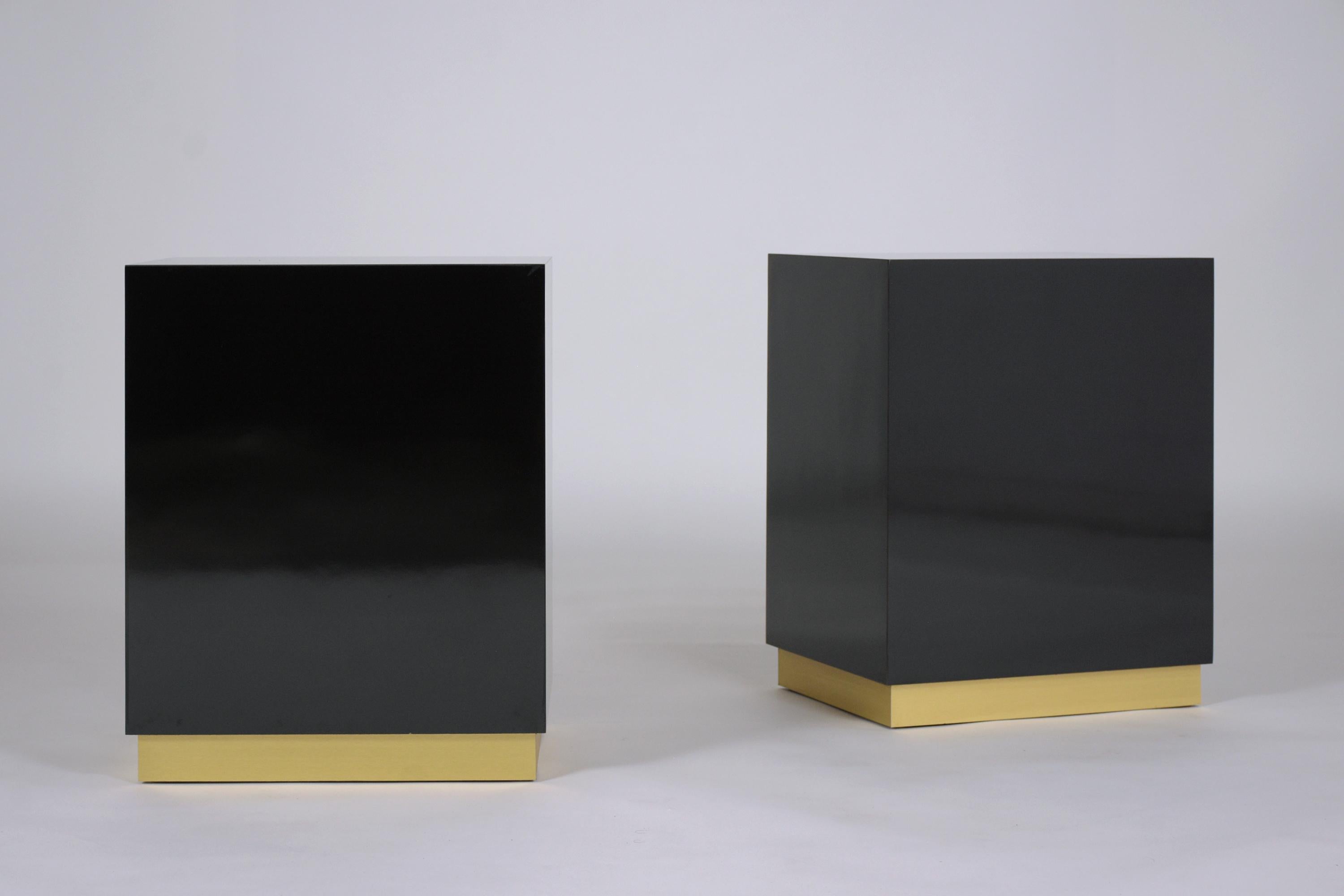 American Two Mid-Century Modern Black End Tables