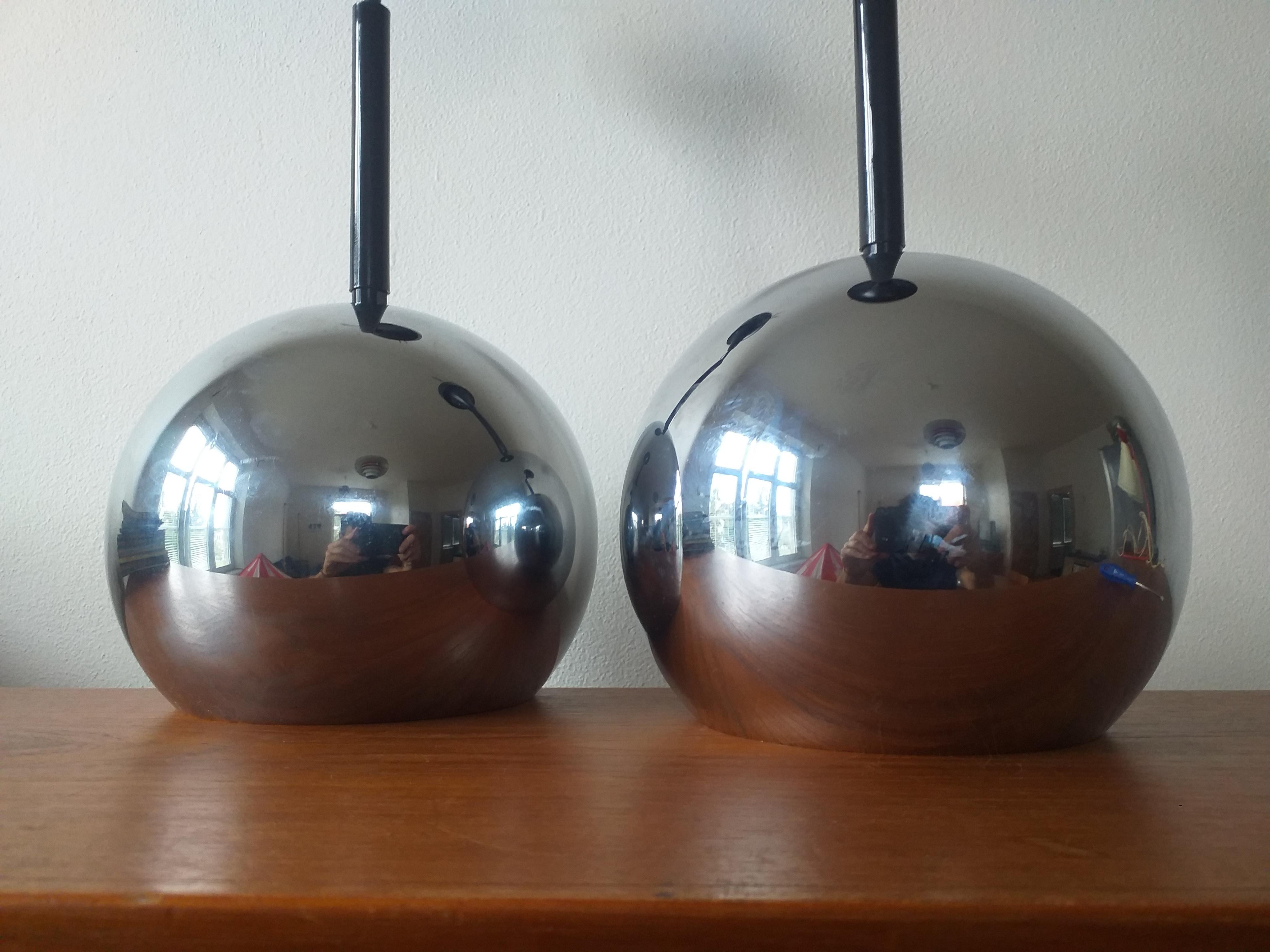 Pair of Mid Century Pendants Staff Leuchten, Motoko Ishii, Germany, 1970s  For Sale 1