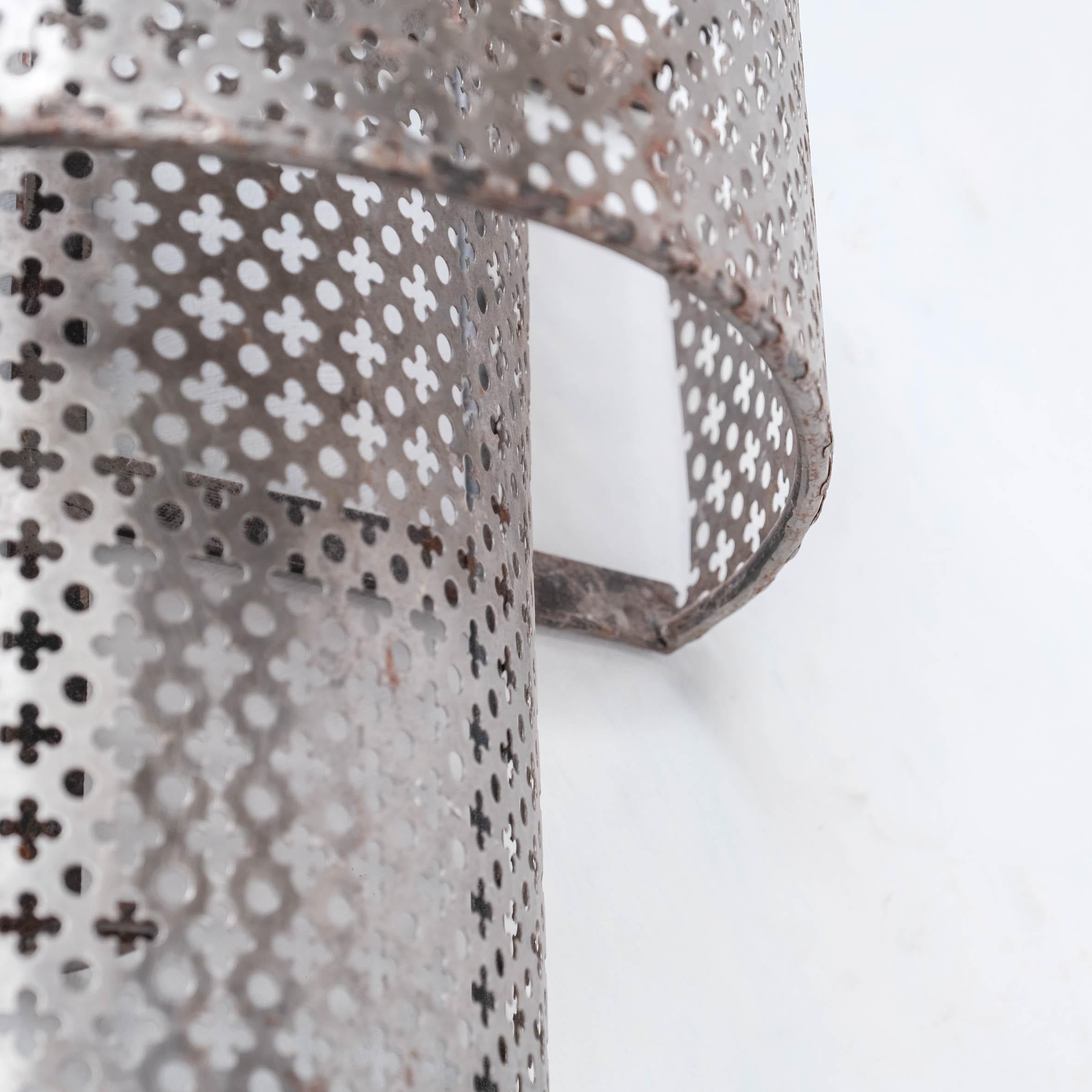 20th Century Pair of Mid-Century Perforated Metal Wall Sconce Lights
