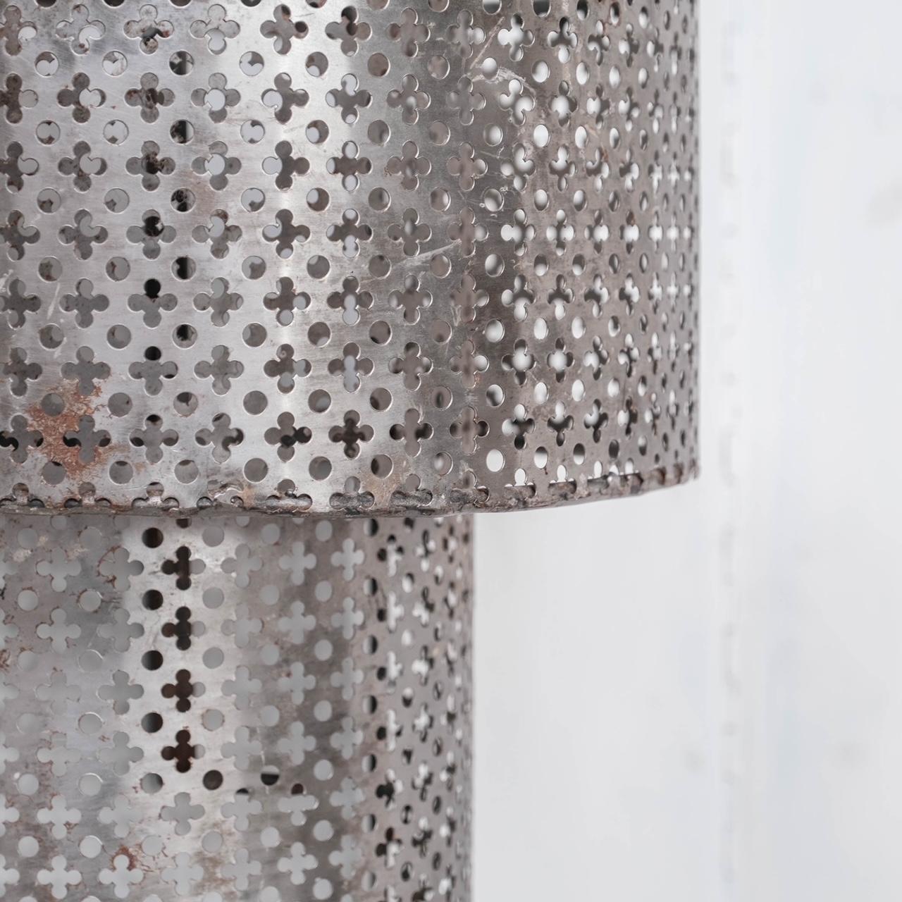 Pair of Mid-Century Perforated Metal Wall Sconce Lights 2