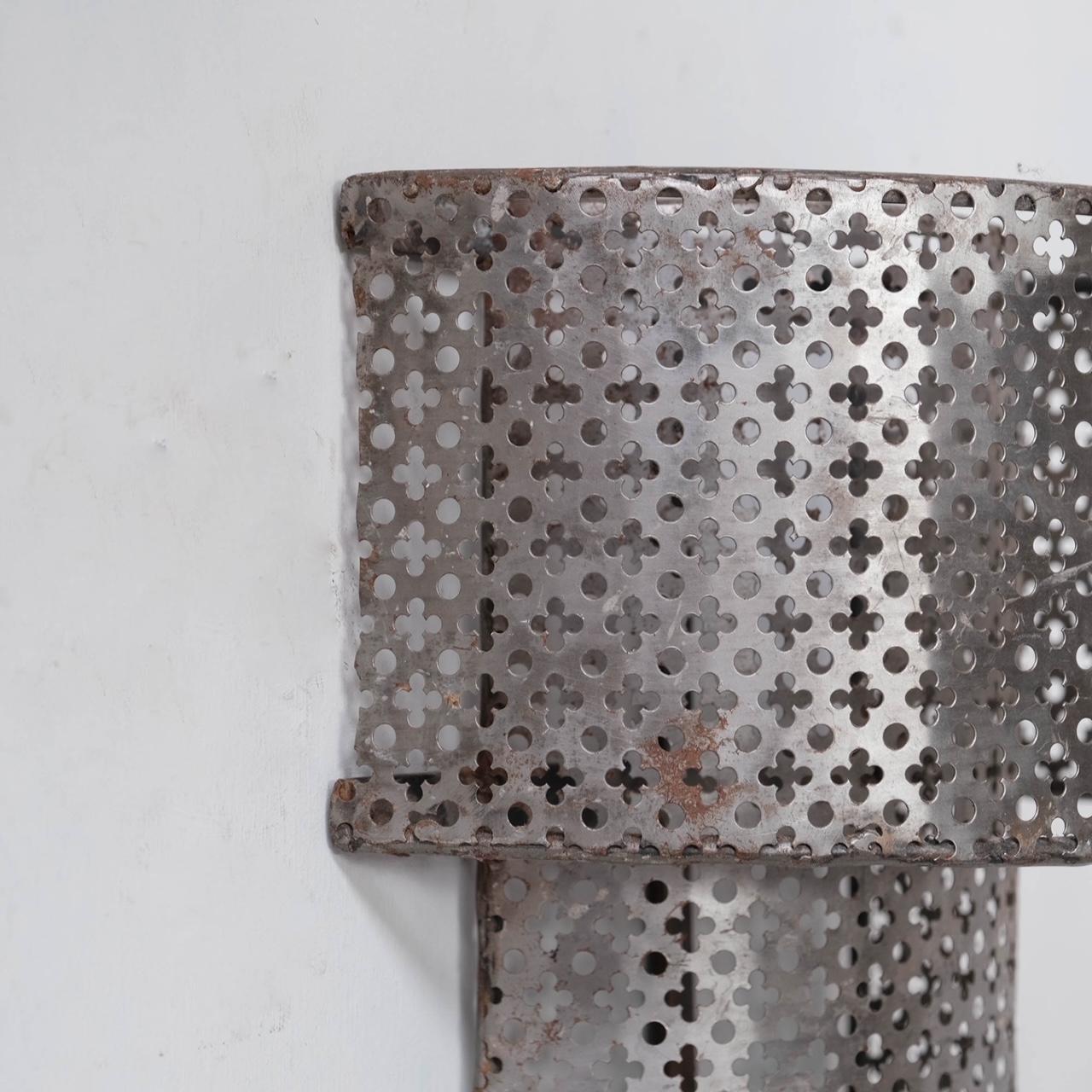 Pair of Mid-Century Perforated Metal Wall Sconce Lights 4