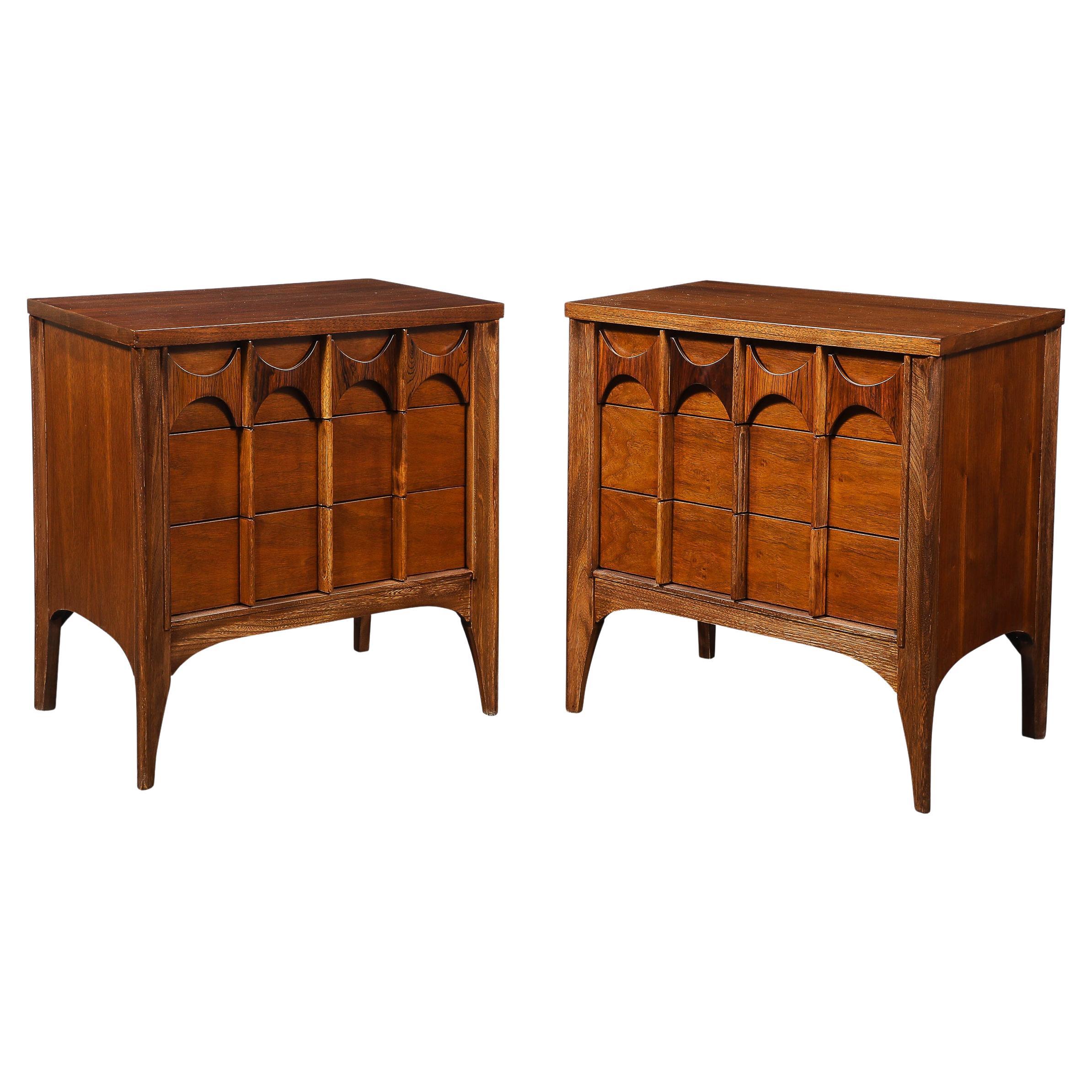 Pair of Mid-Century Perspecta Nightstands W/ Sculptural Front by Kent Coffey