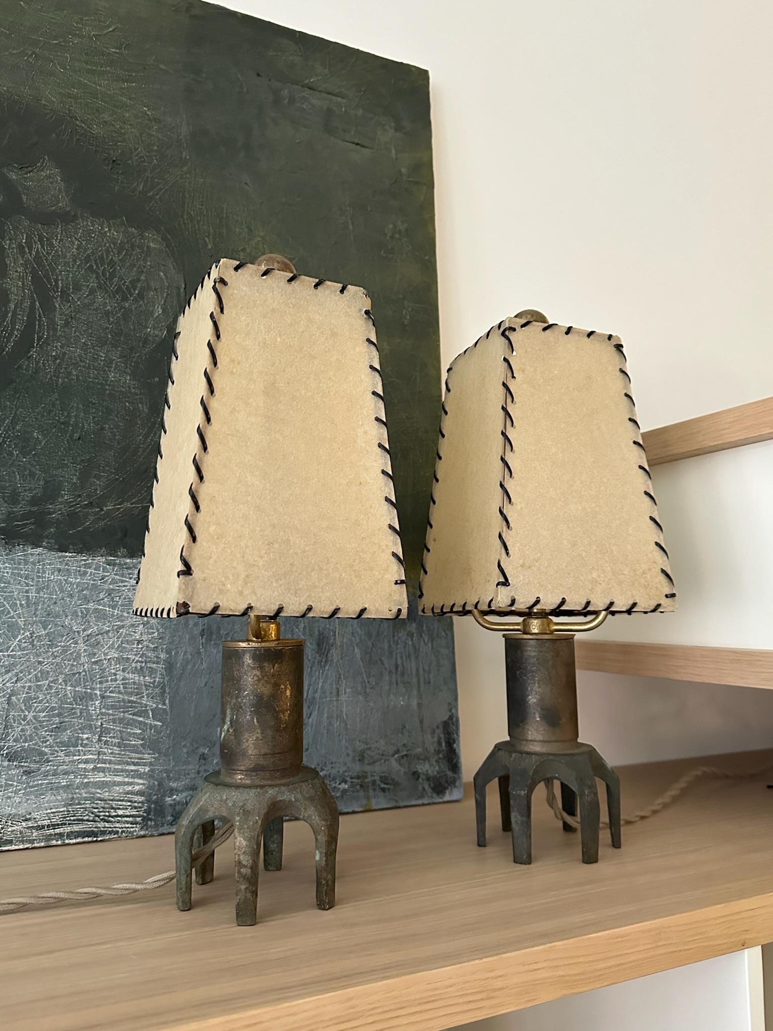 Mid-Century Modern Pair of Mid-Century Petite Metal Table Lamps