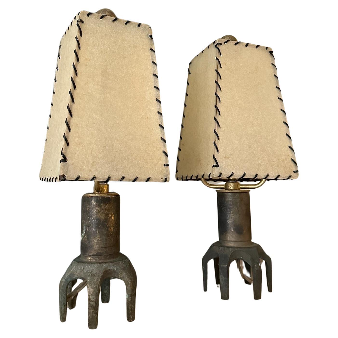 Pair of Mid-Century Petite Metal Table Lamps