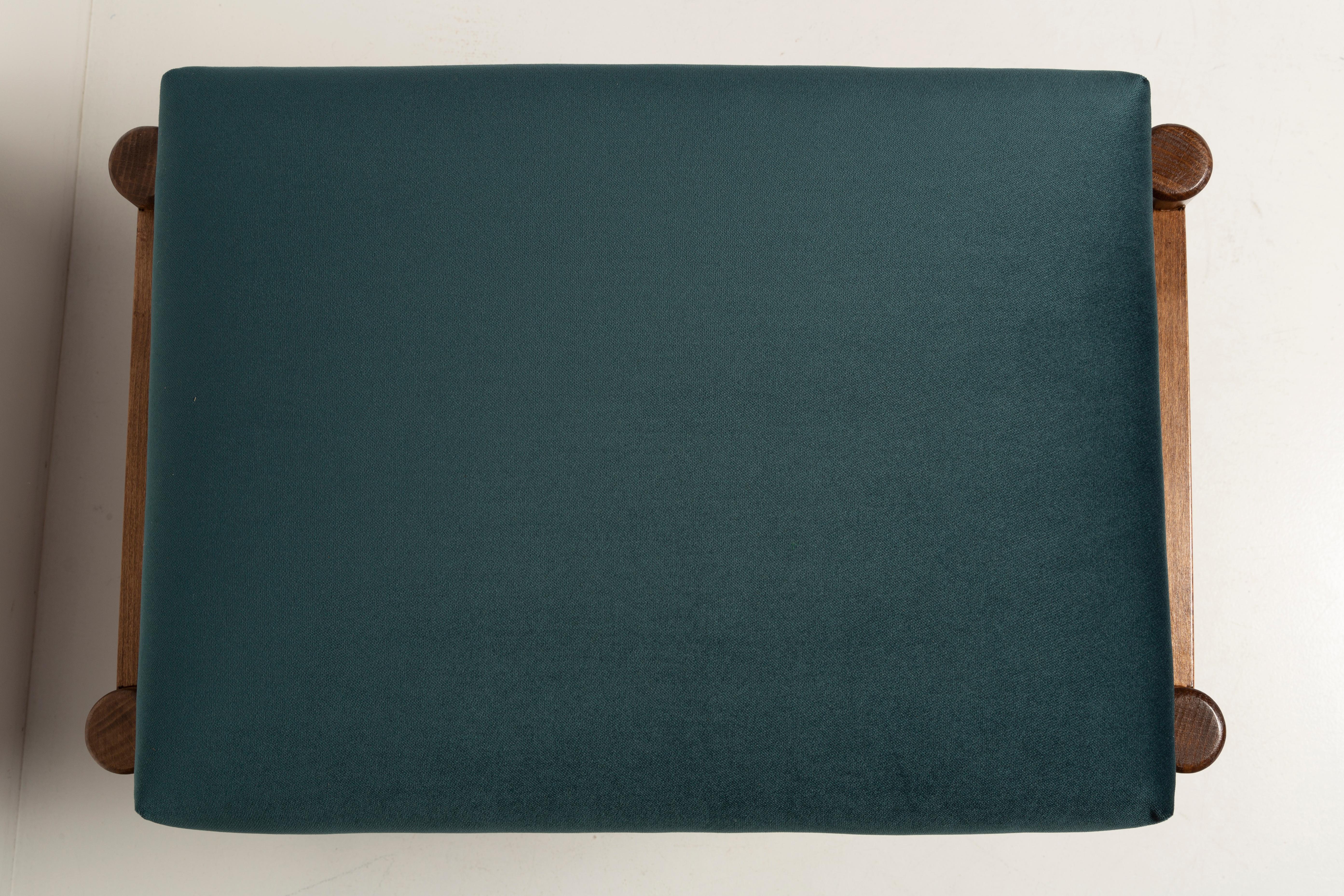 Tessuto Coppia di sgabelli vintage di metà secolo in velluto blu petrolio, Edmund Homa, anni '60 in vendita