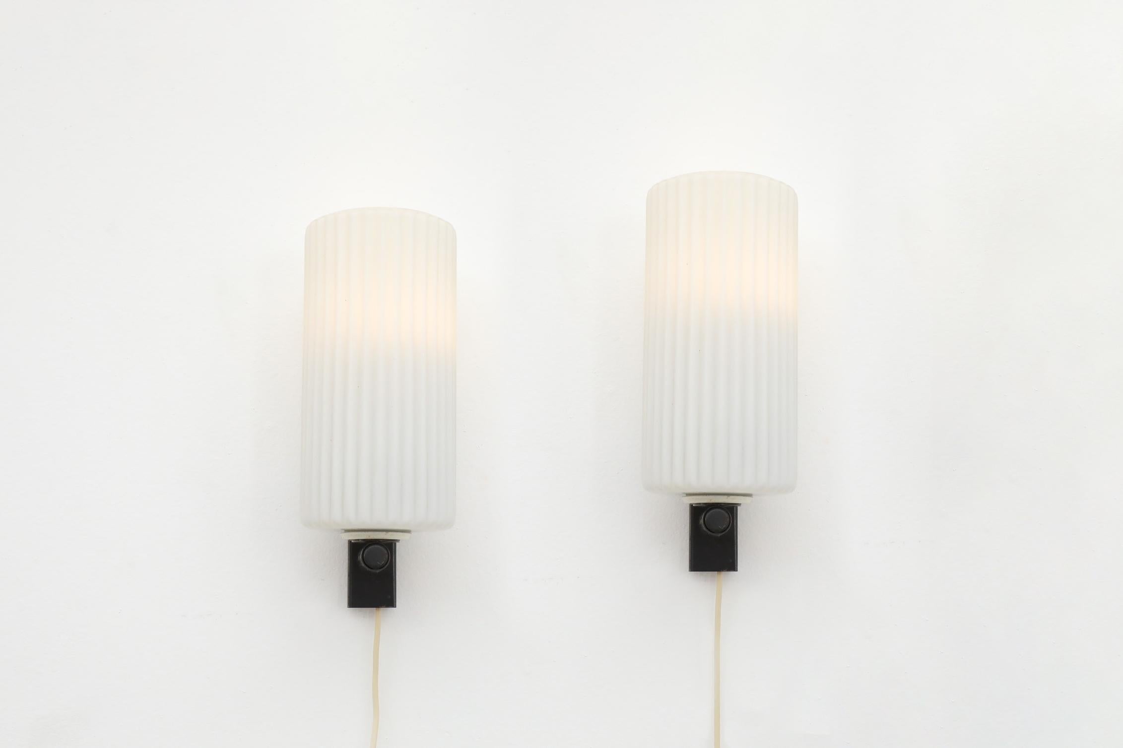 Mid-Century Modern Pair of Mid-Century Philips Milk Glass Wall Sconces