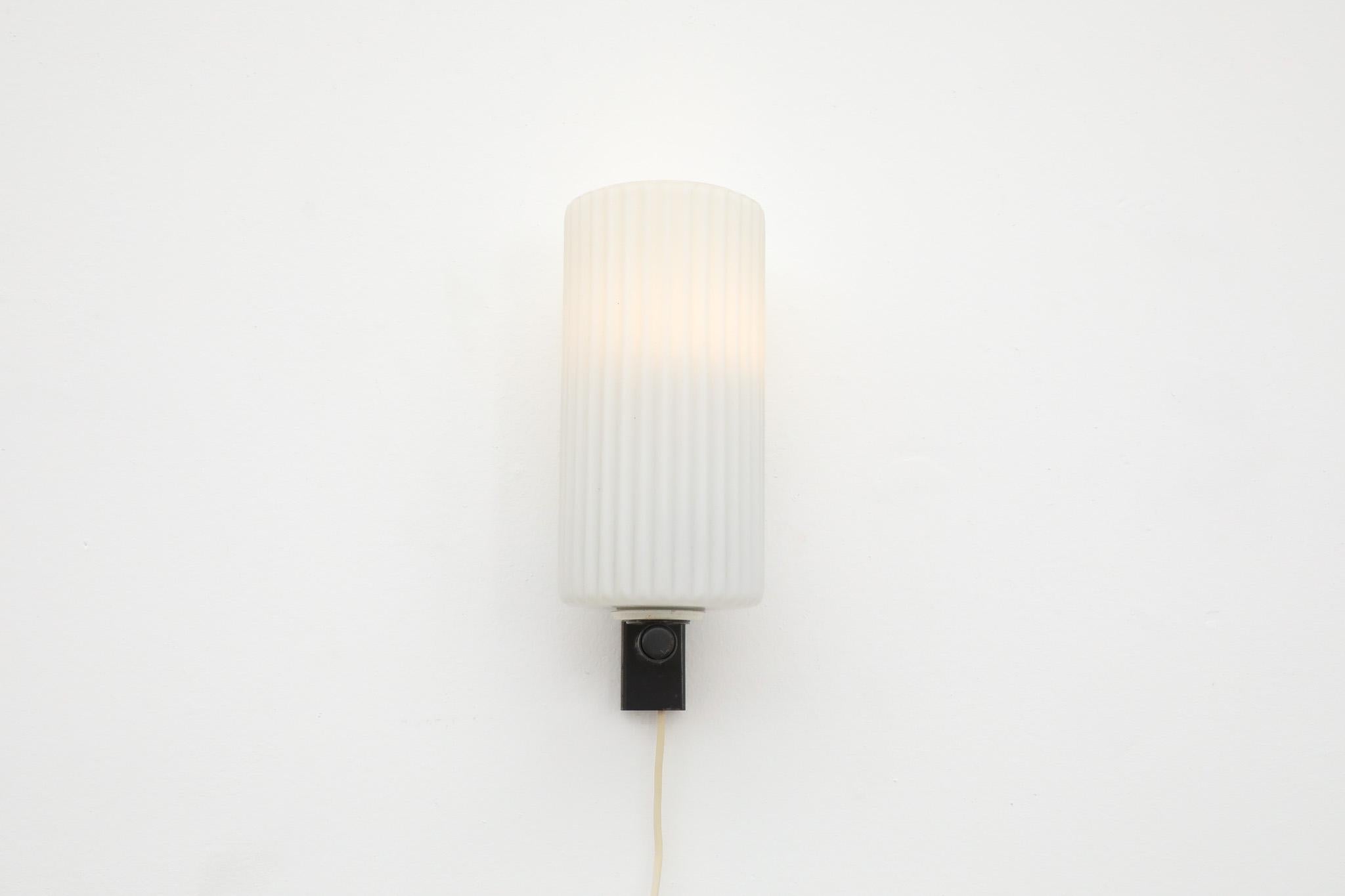 Dutch Pair of Mid-Century Philips Milk Glass Wall Sconces