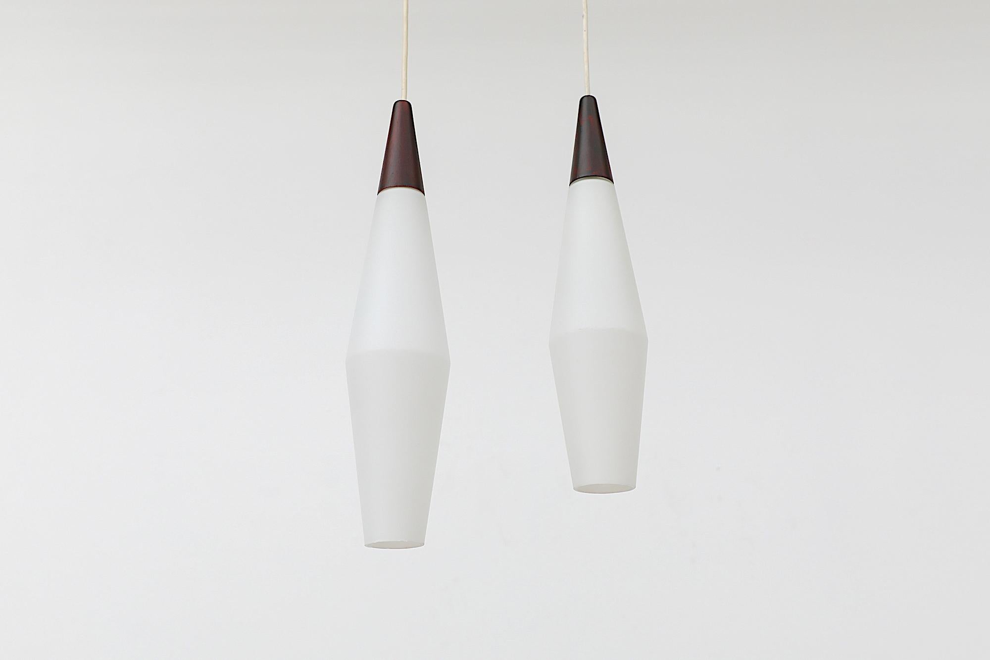 Pair of Mid-Century Philips Opaline Milk Glass Pendants For Sale 14