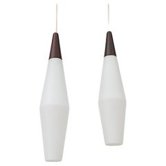 Pair of Mid-Century Philips Opaline Milk Glass Pendants