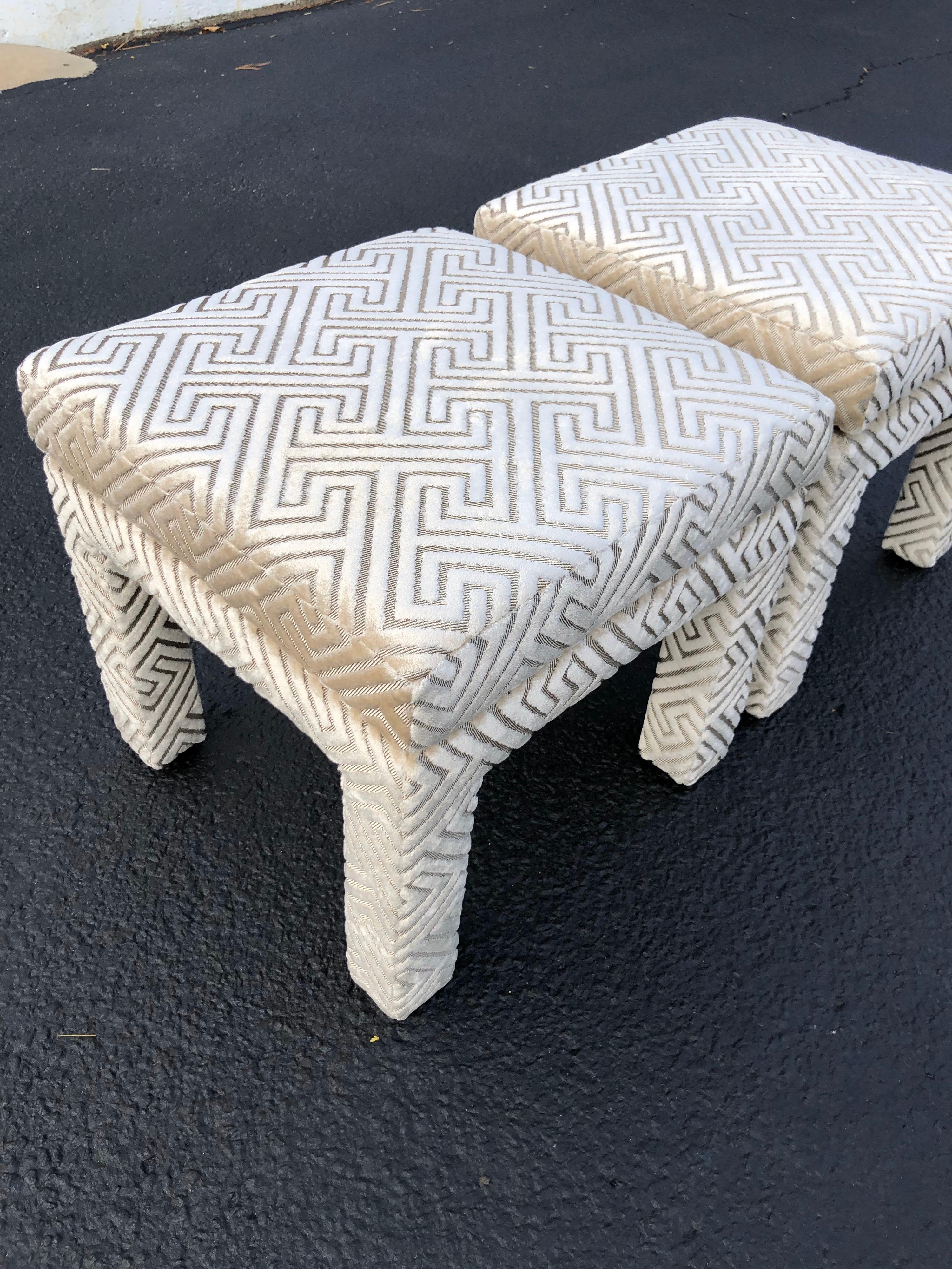 Late 20th Century Pair of Mid Century Modern Pillow Top Ottomans