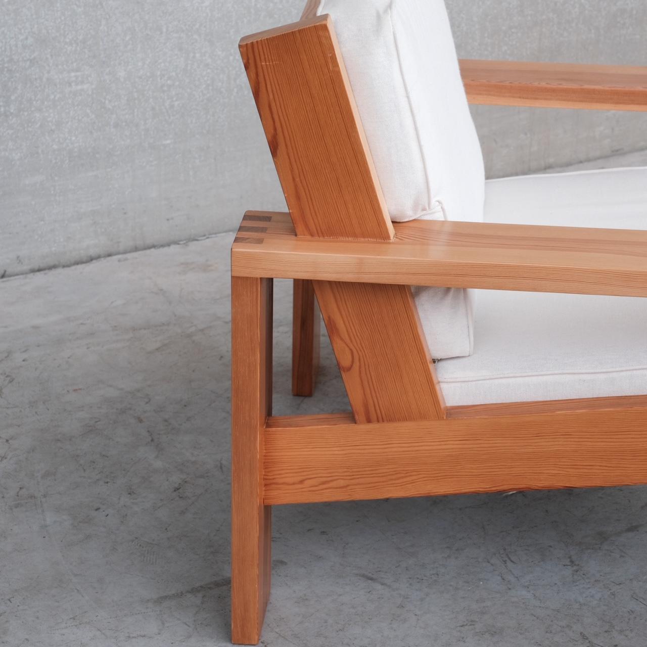 French Pair of Mid-Century Pine Armchairs Alpine Style