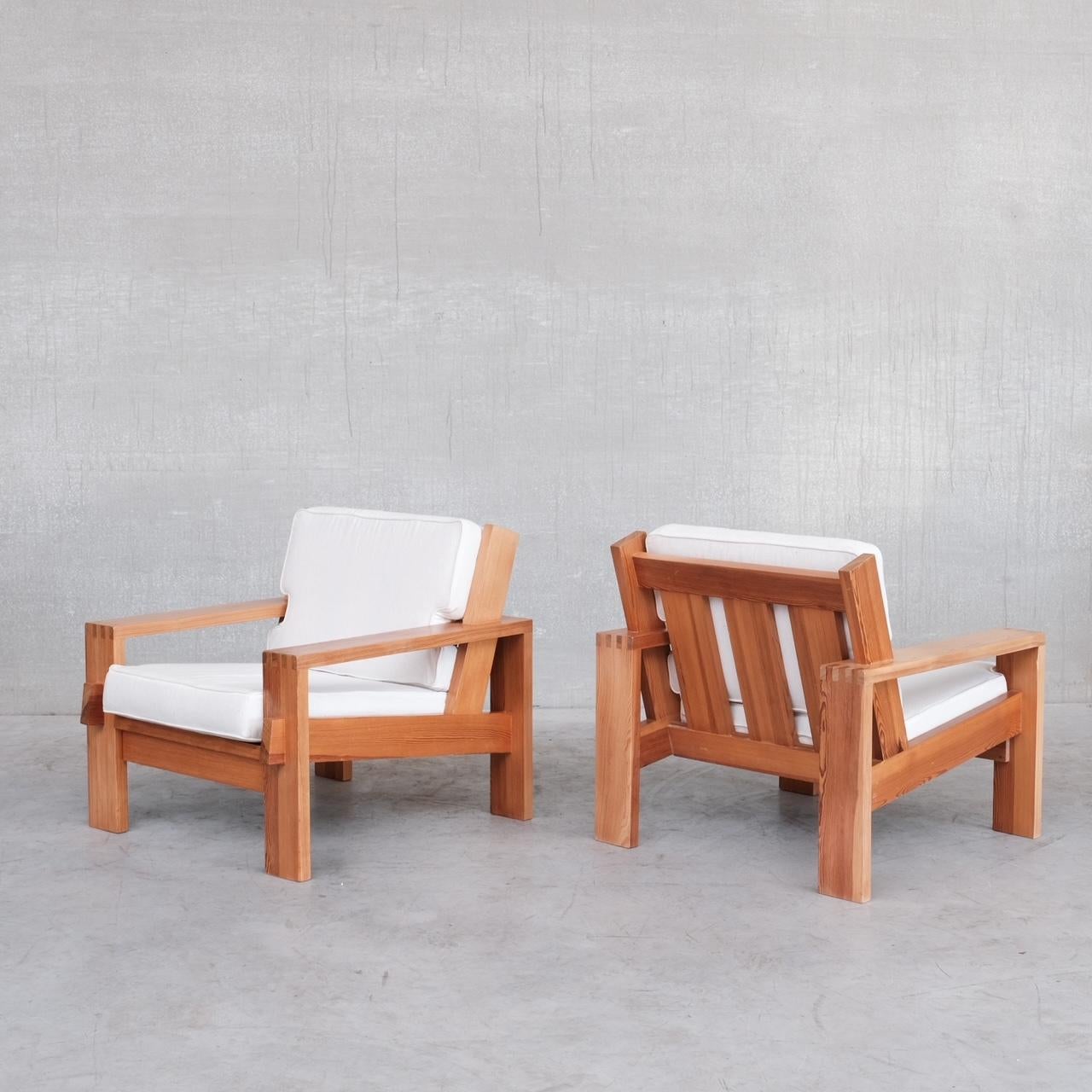 Pair of Mid-Century Pine Armchairs Alpine Style 3