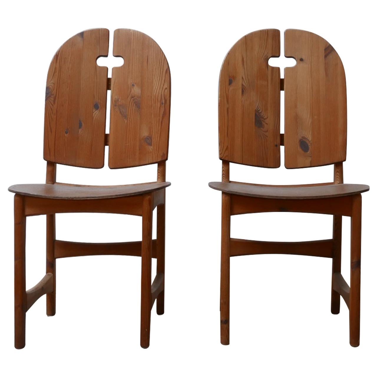 Pair of Midcentury Pine Swedish Hall Chairs