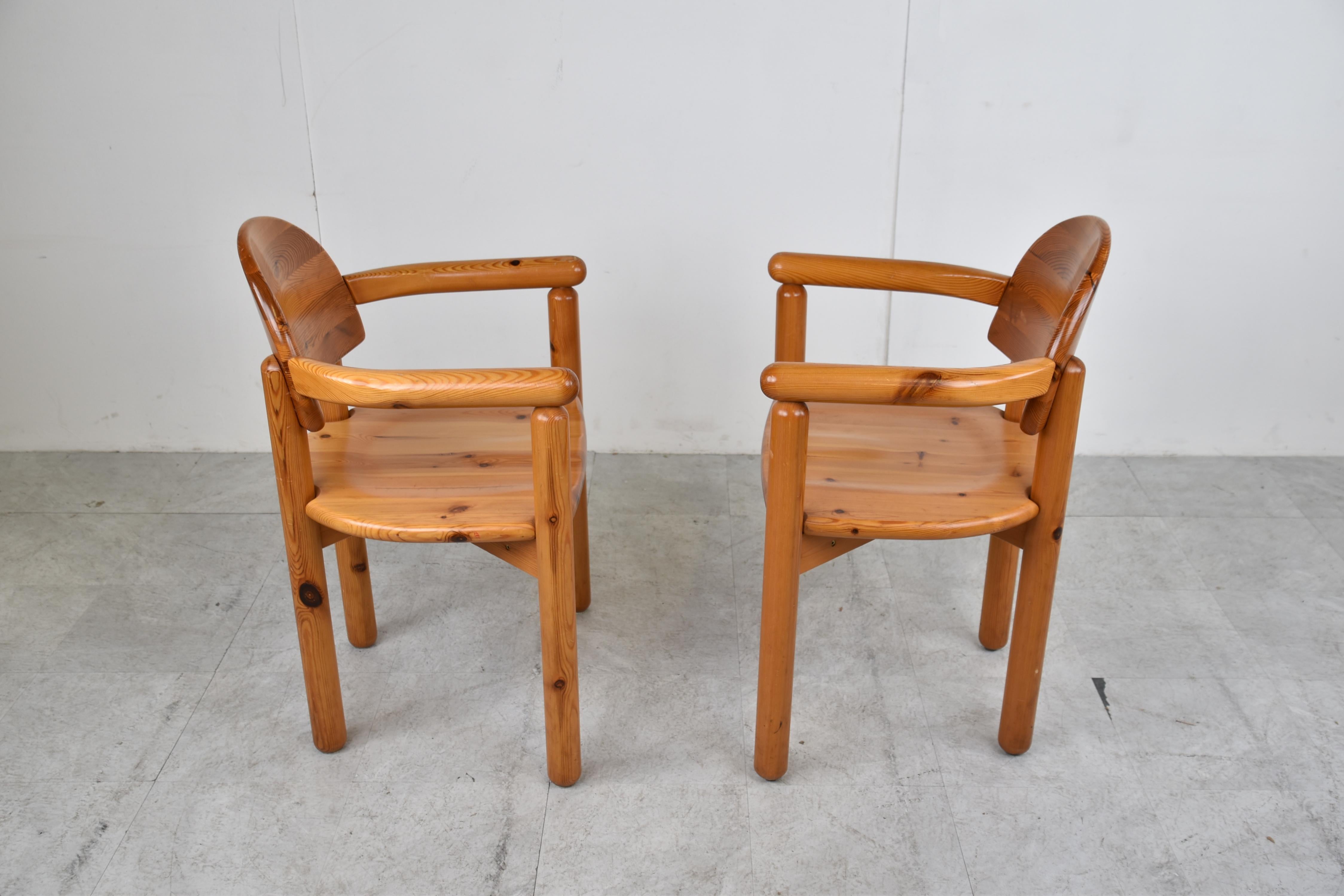 Pair of Mid Century Pine Wood Dining Chairs, 1960s 1
