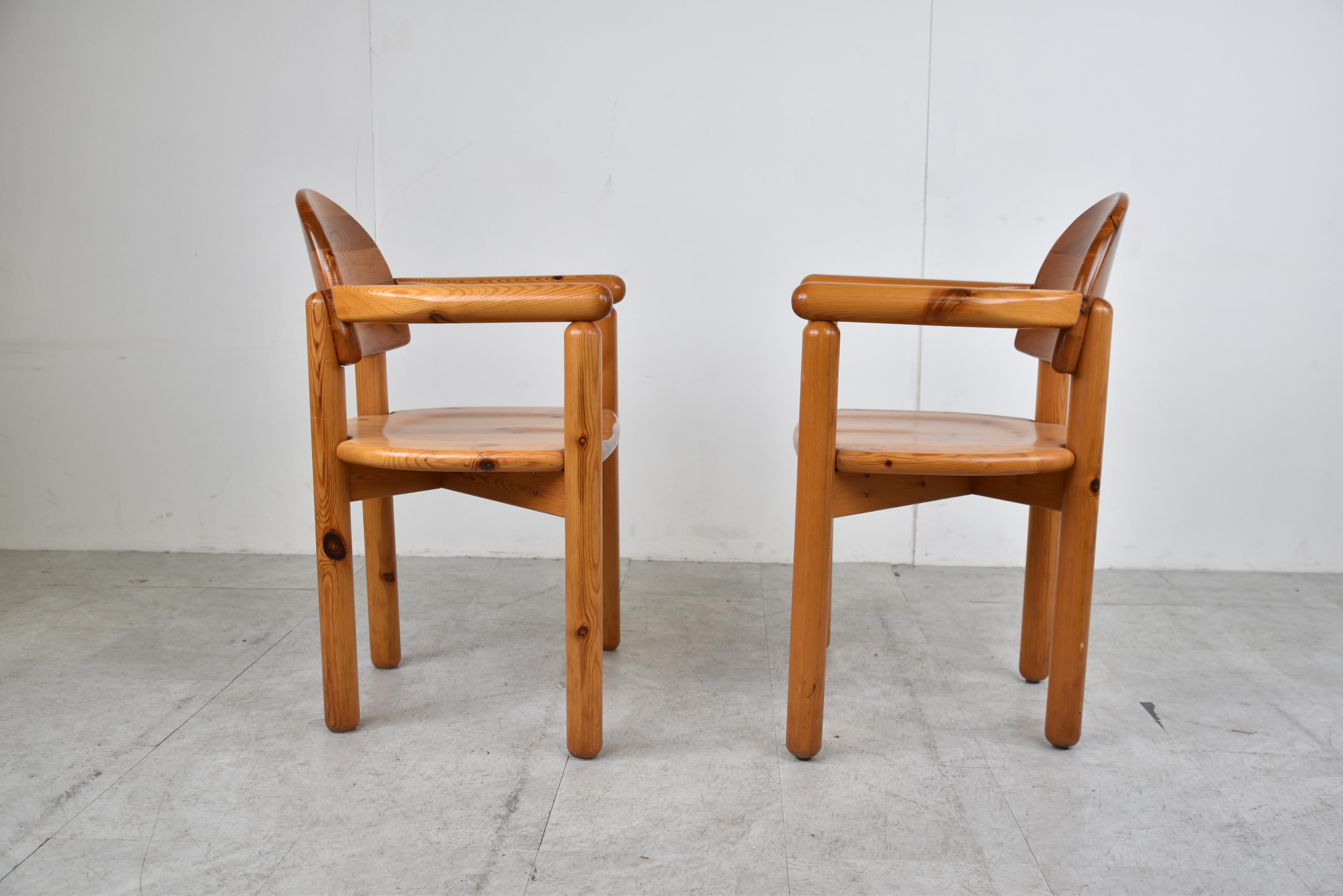 Pair of Mid Century Pine Wood Dining Chairs, 1960s 2