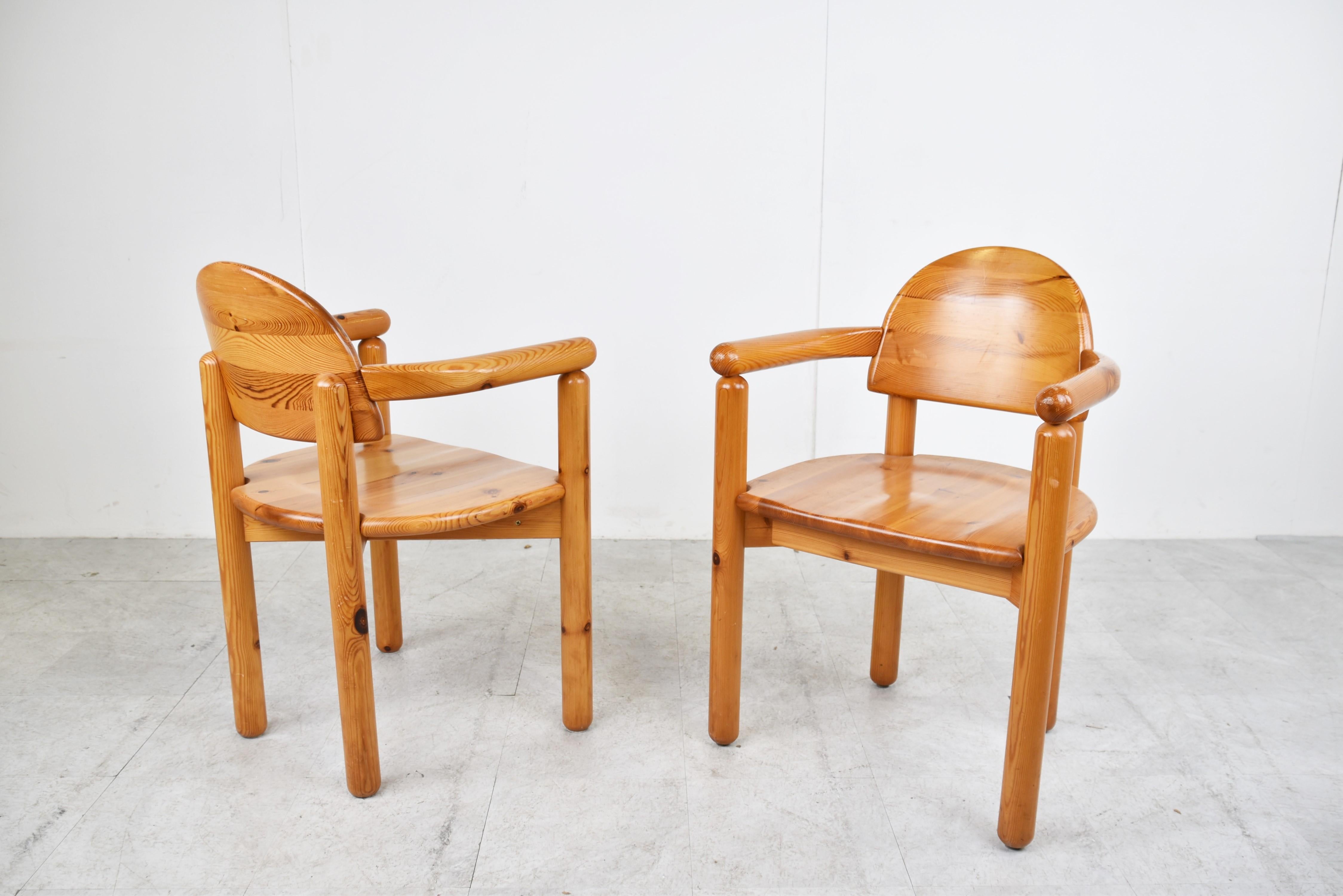 Pair of Mid Century Pine Wood Dining Chairs, 1960s 3