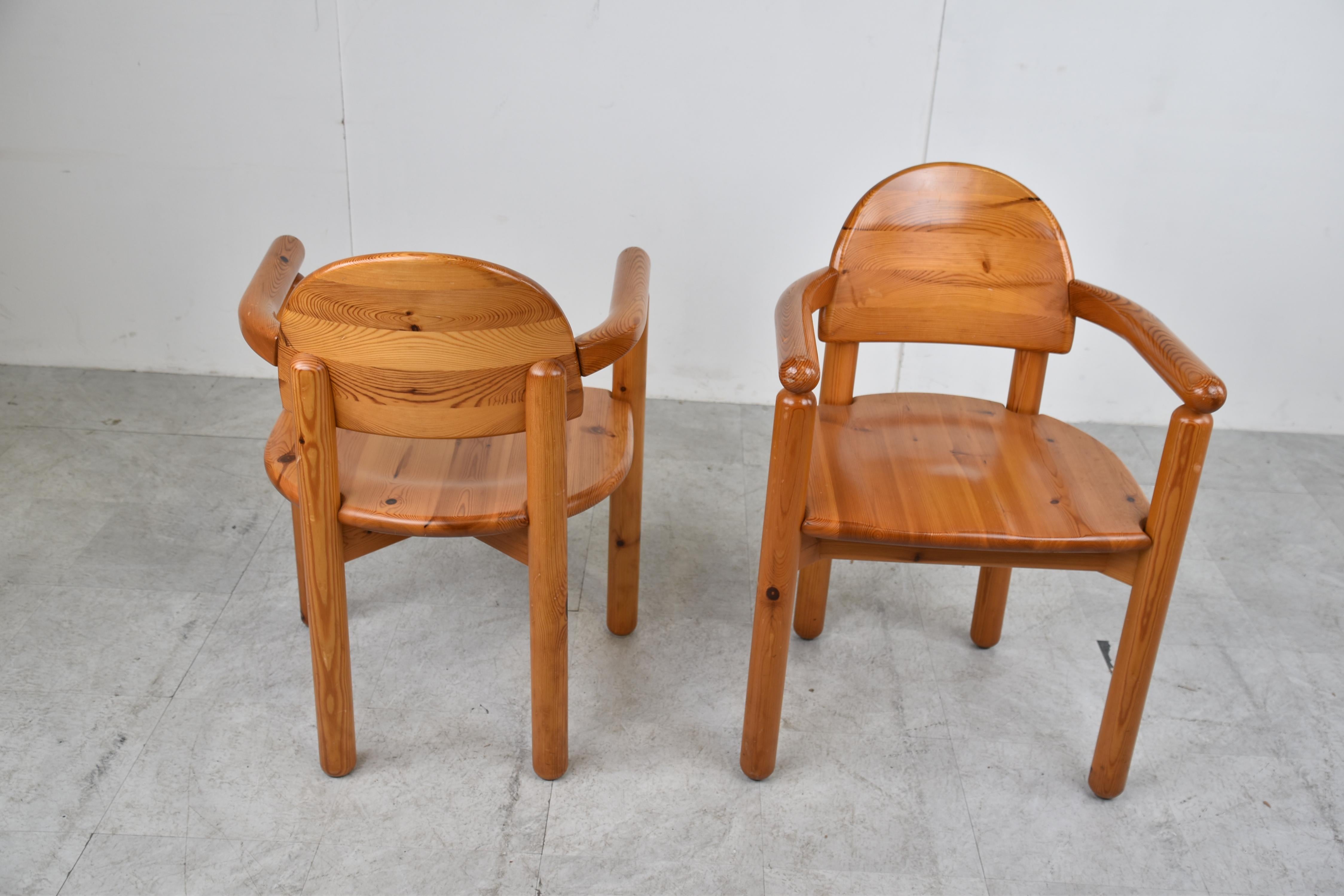 Pair of Mid Century Pine Wood Dining Chairs, 1960s 4