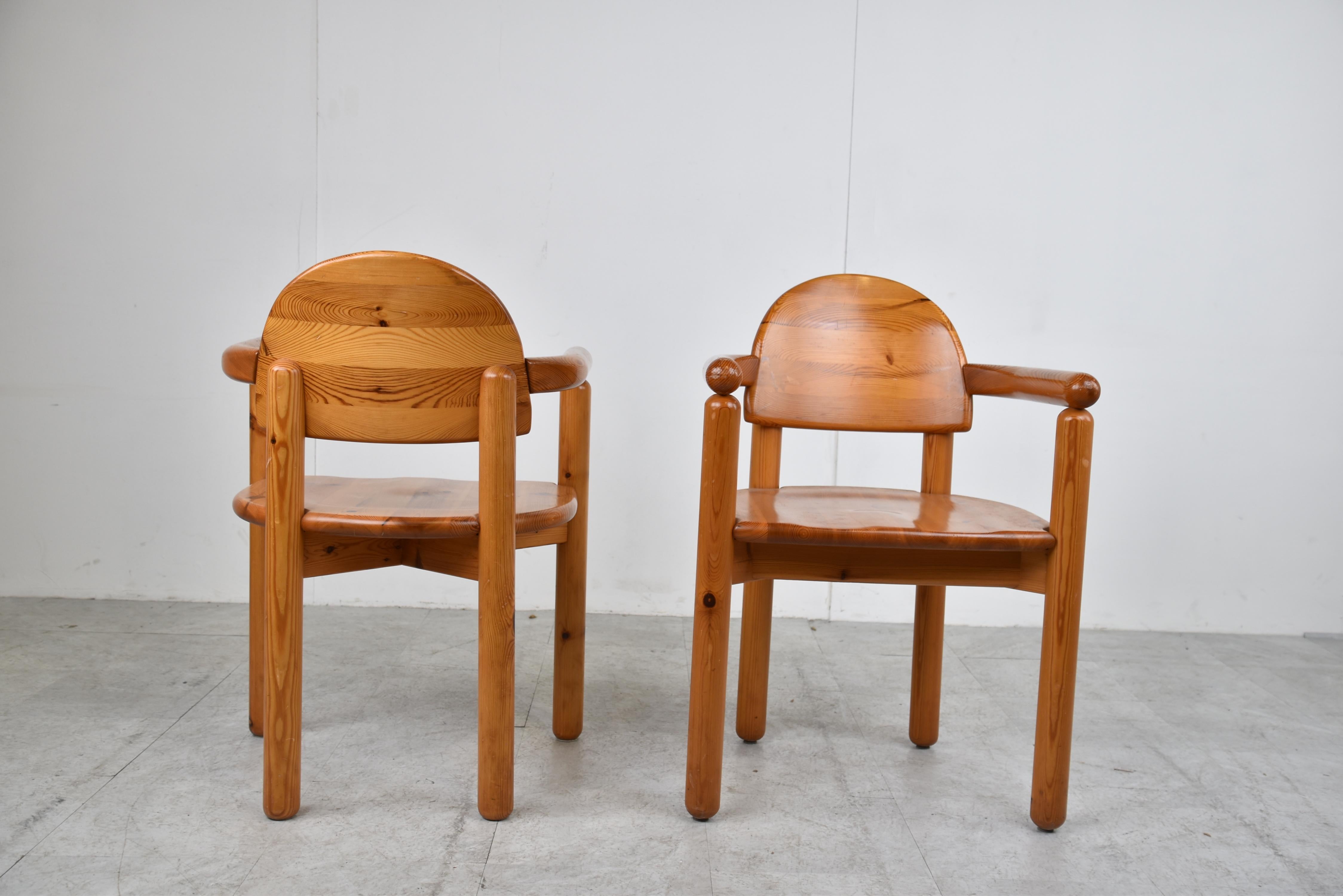 Pair of Mid Century Pine Wood Dining Chairs, 1960s 5