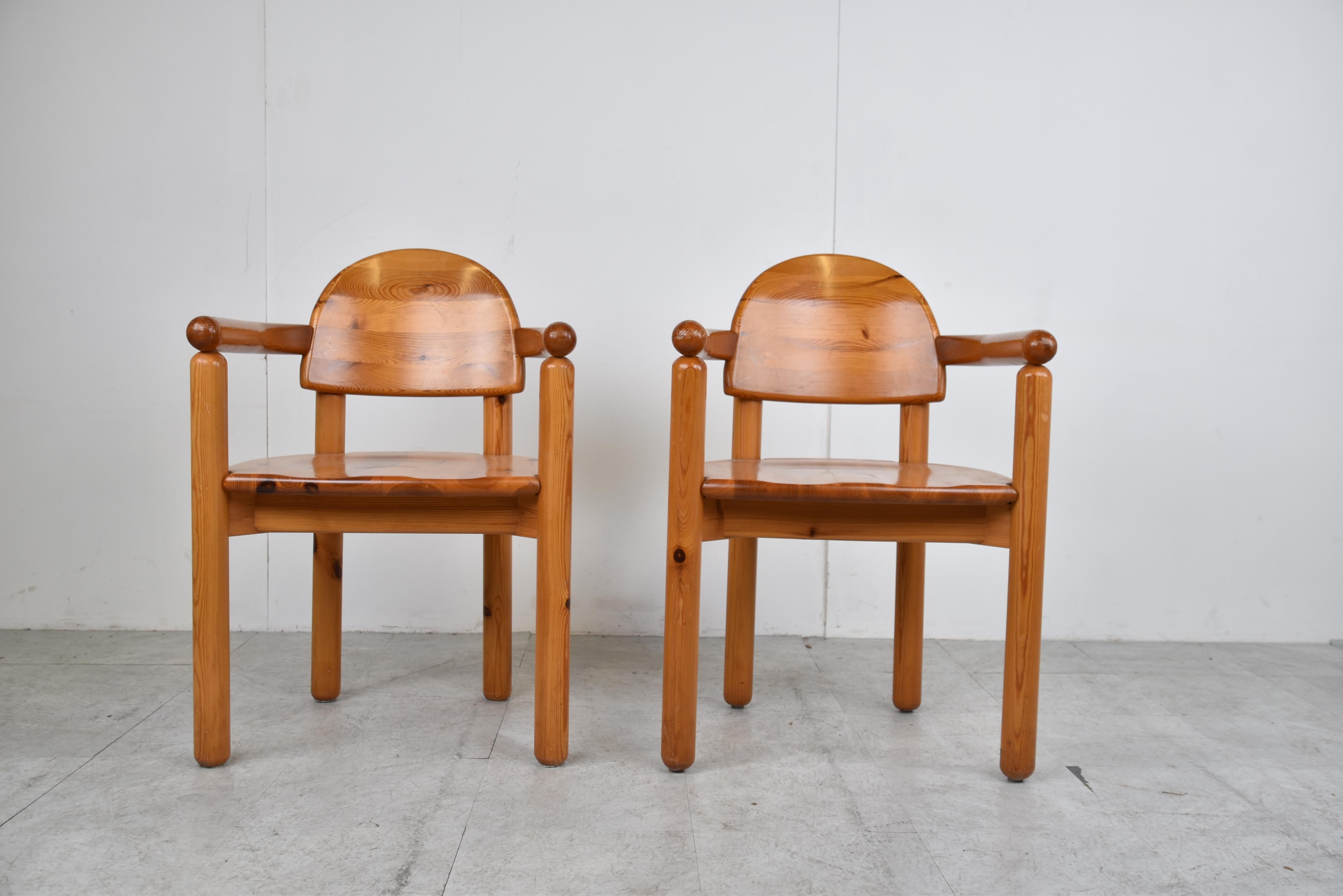 Danish Pair of Mid Century Pine Wood Dining Chairs, 1960s