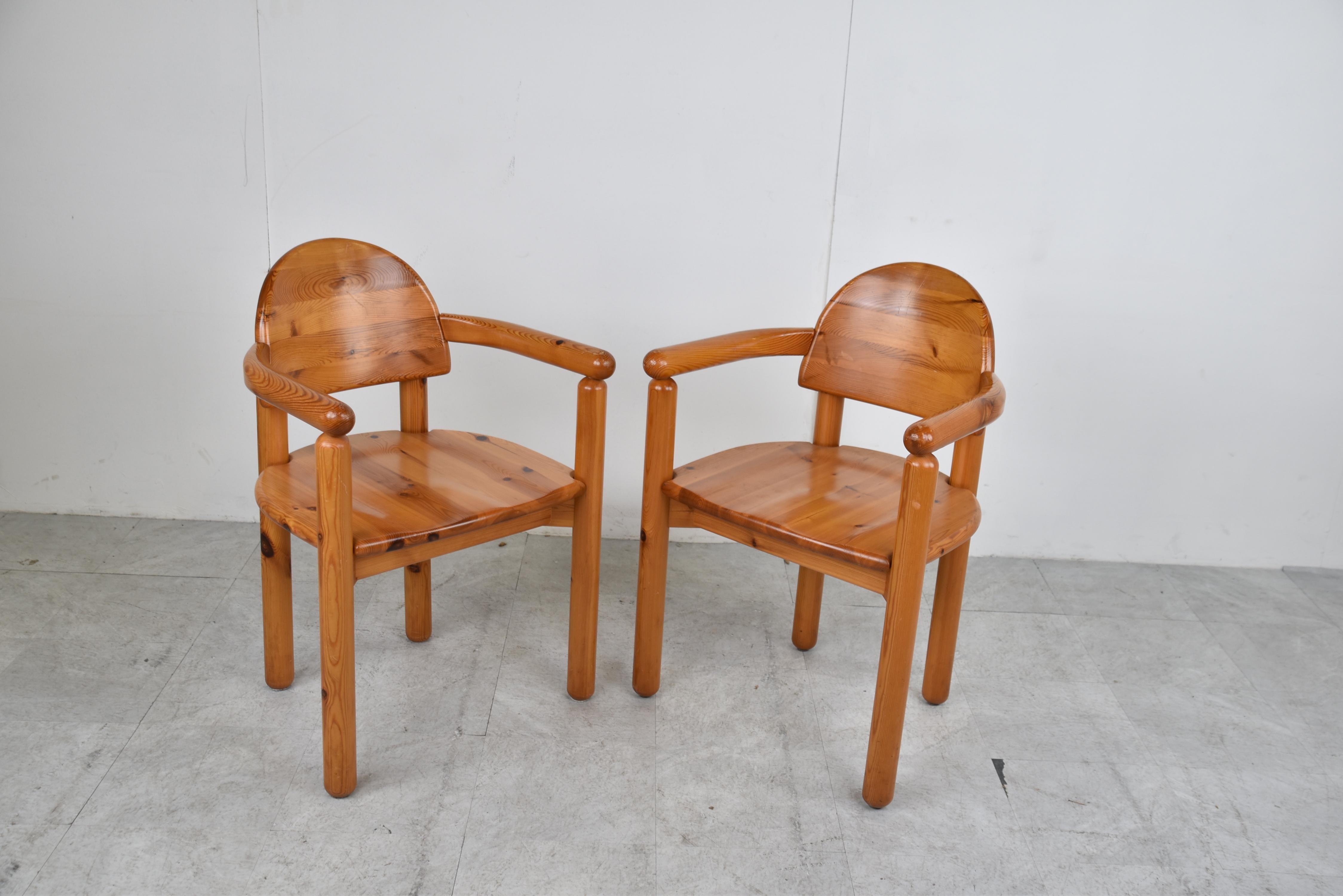 Pair of Mid Century Pine Wood Dining Chairs, 1960s In Good Condition In HEVERLEE, BE