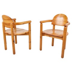 Pair of Mid Century Pine Wood Dining Chairs, 1960s