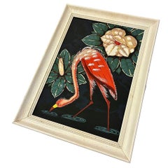 Pair of Mid Century Pink Flamingo Airbrush Prints by Billy SEAY in Frame