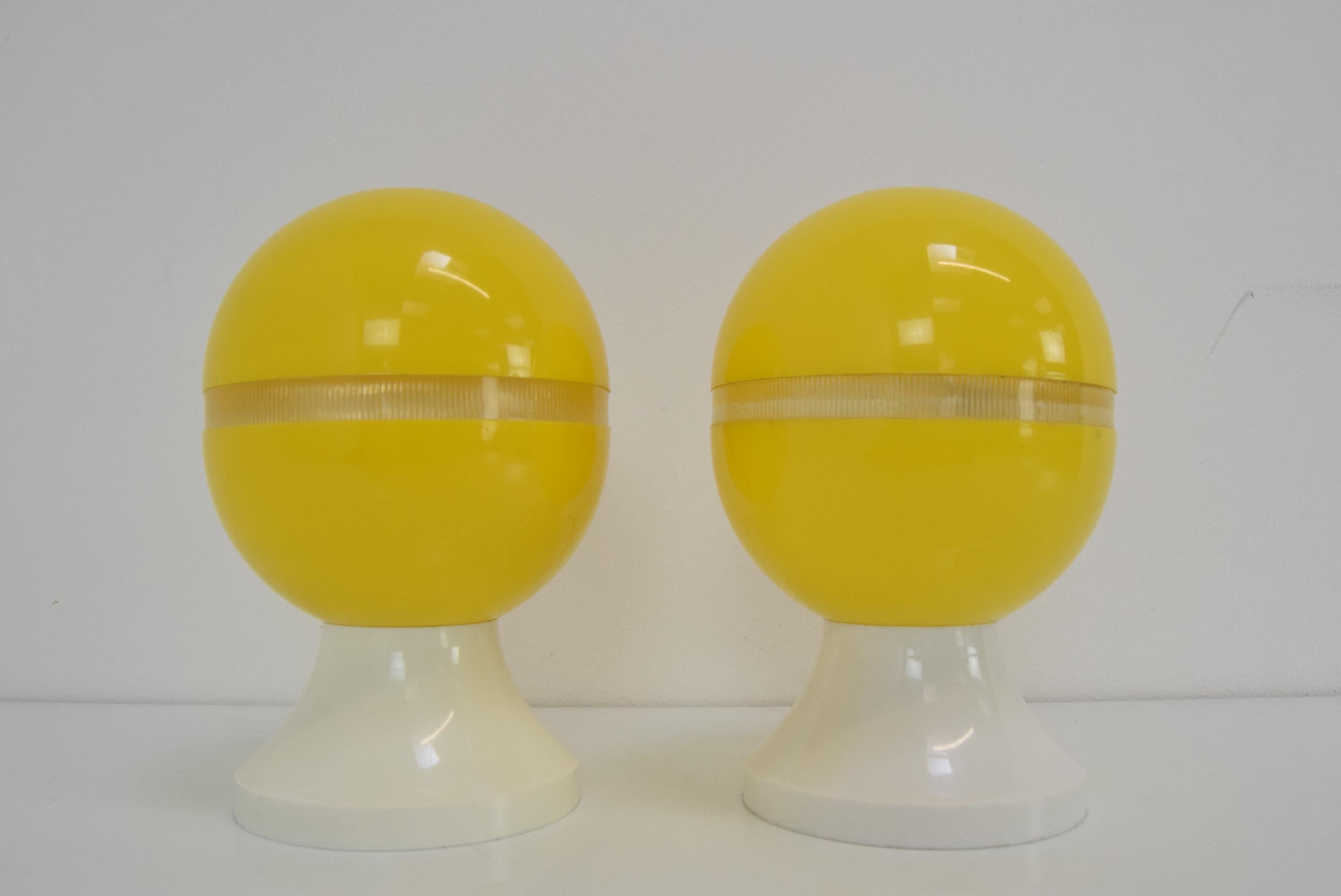 Czech Pair of Mid-Century Plastic Table Lamps, 1970's