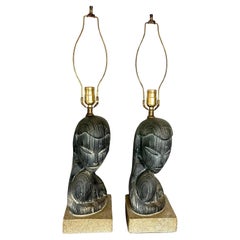 Pair of Mid Century Plasto Lamp Company Figural Chalkware Lamps