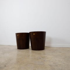 Pair of Mid Century Plywood Trash Can
