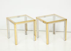 Paar Tische aus poliertem Chromglas und Messing aus der Mitte des Jahrhunderts