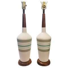 Pair of Mid Century Porcelain Lamps
