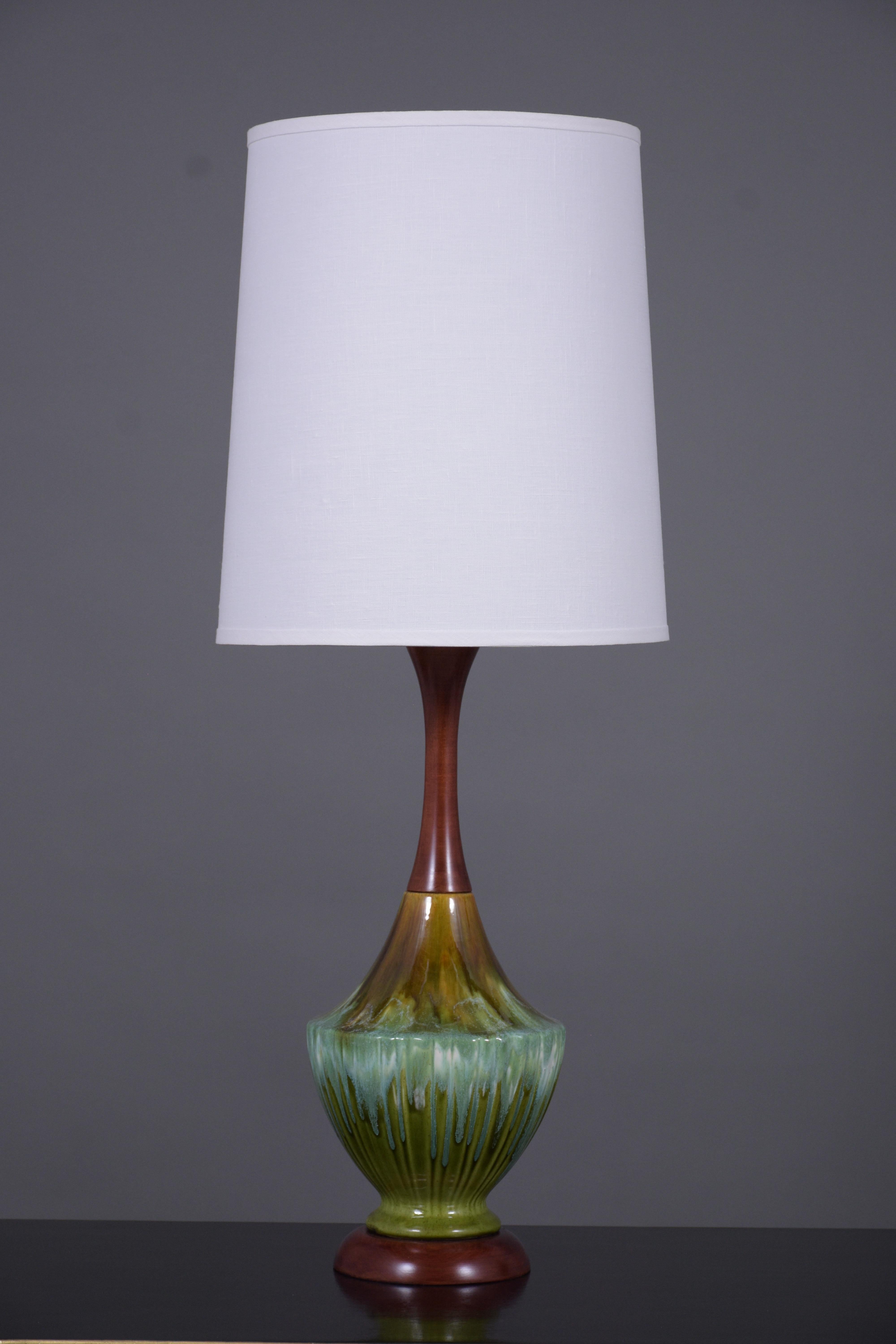 American Pair of Mid-Century Modern Porcelain Table Lamps