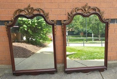 Pair Of  Mid Century Provincial Style Ornate Carved Mahogany Frame Mirrors