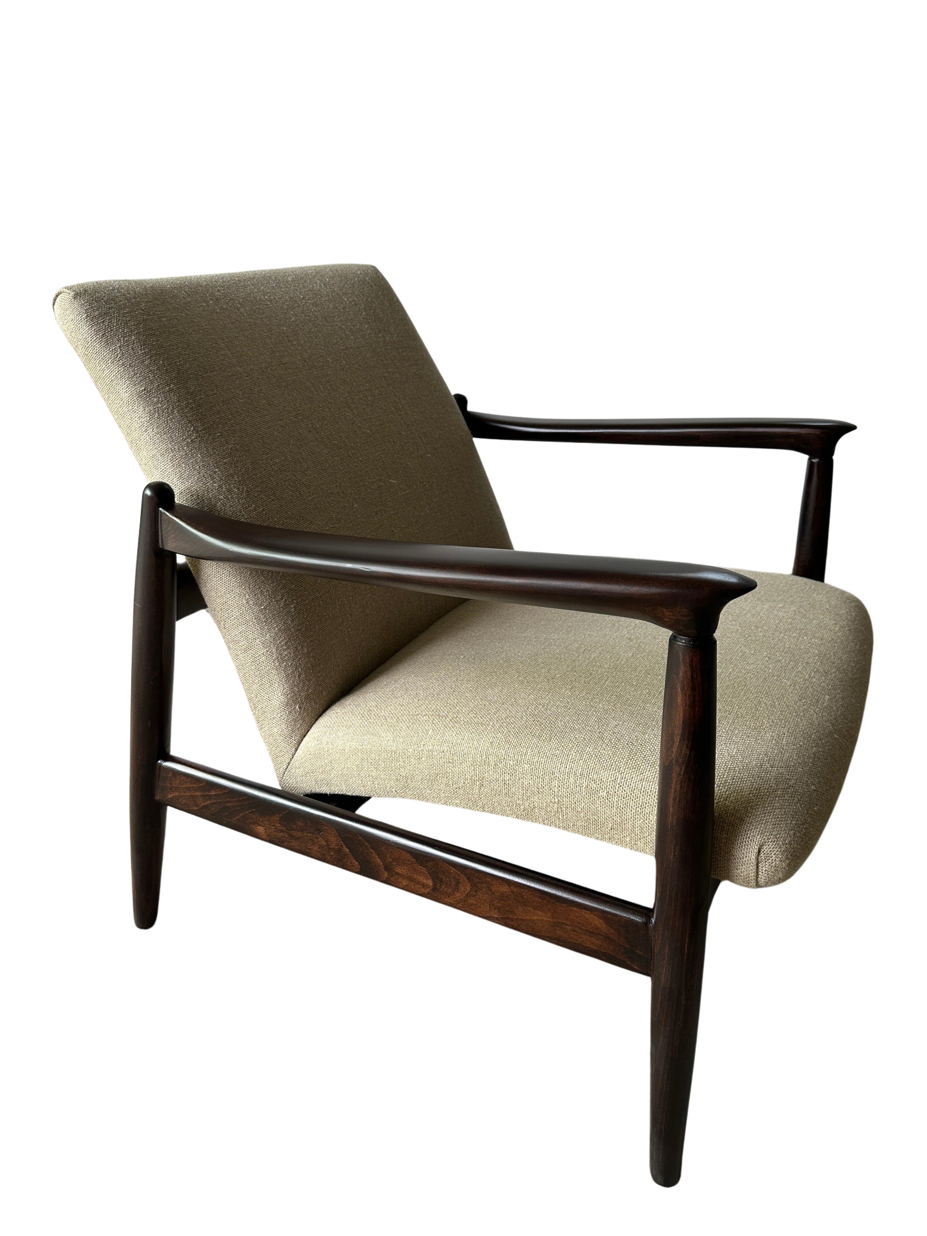 Paar Sessel aus reinem Leinen aus der Mitte des Jahrhunderts GFM-64 von Edmund Homa, 1960er Jahre (20. Jahrhundert) im Angebot