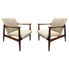 Pair of Mid Century Pure Linen GFM-64 Armchairs by Edmund Homa, 1960s
