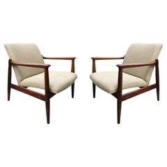 Pair of Mid Century Pure Linen GFM-64 Armchairs by Edmund Homa, 1960s