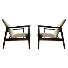 Vintage Pair of Mid Century Pure Linen GFM-64 Armchairs by Edmund Homa, 1960s