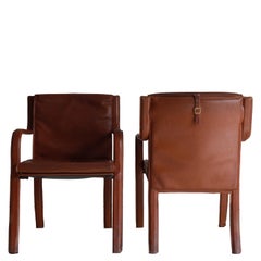Pair of Mid-Century Quinet Leather Armchairs