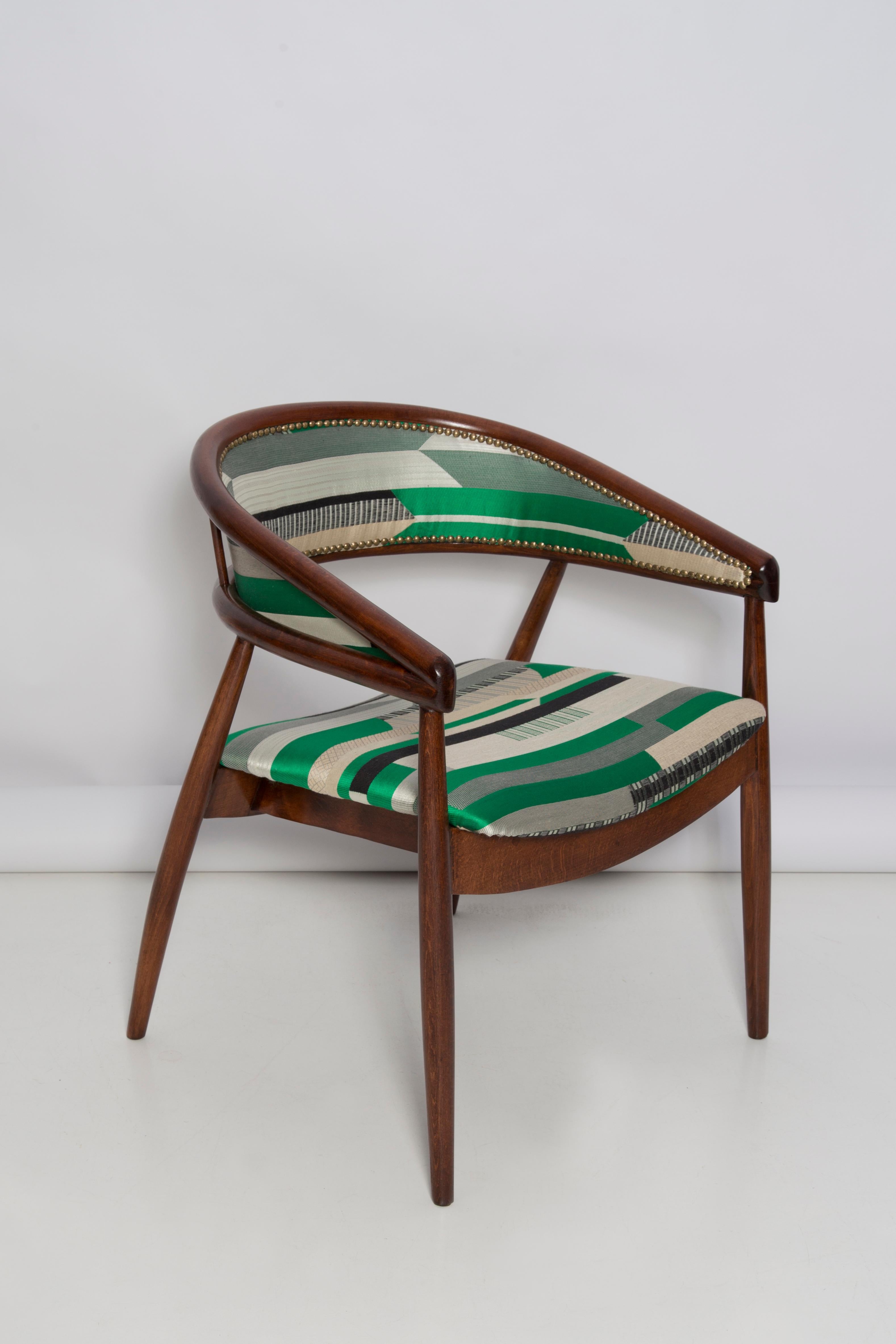 Mid-Century Modern Pair of Mid Century Radomsko B-3300 Armchairs, Babelia Jacquard, 1960s, Europe For Sale