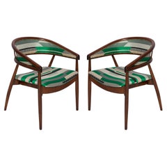 Vintage Pair of Mid Century Radomsko B-3300 Armchairs, Babelia Jacquard, 1960s, Europe