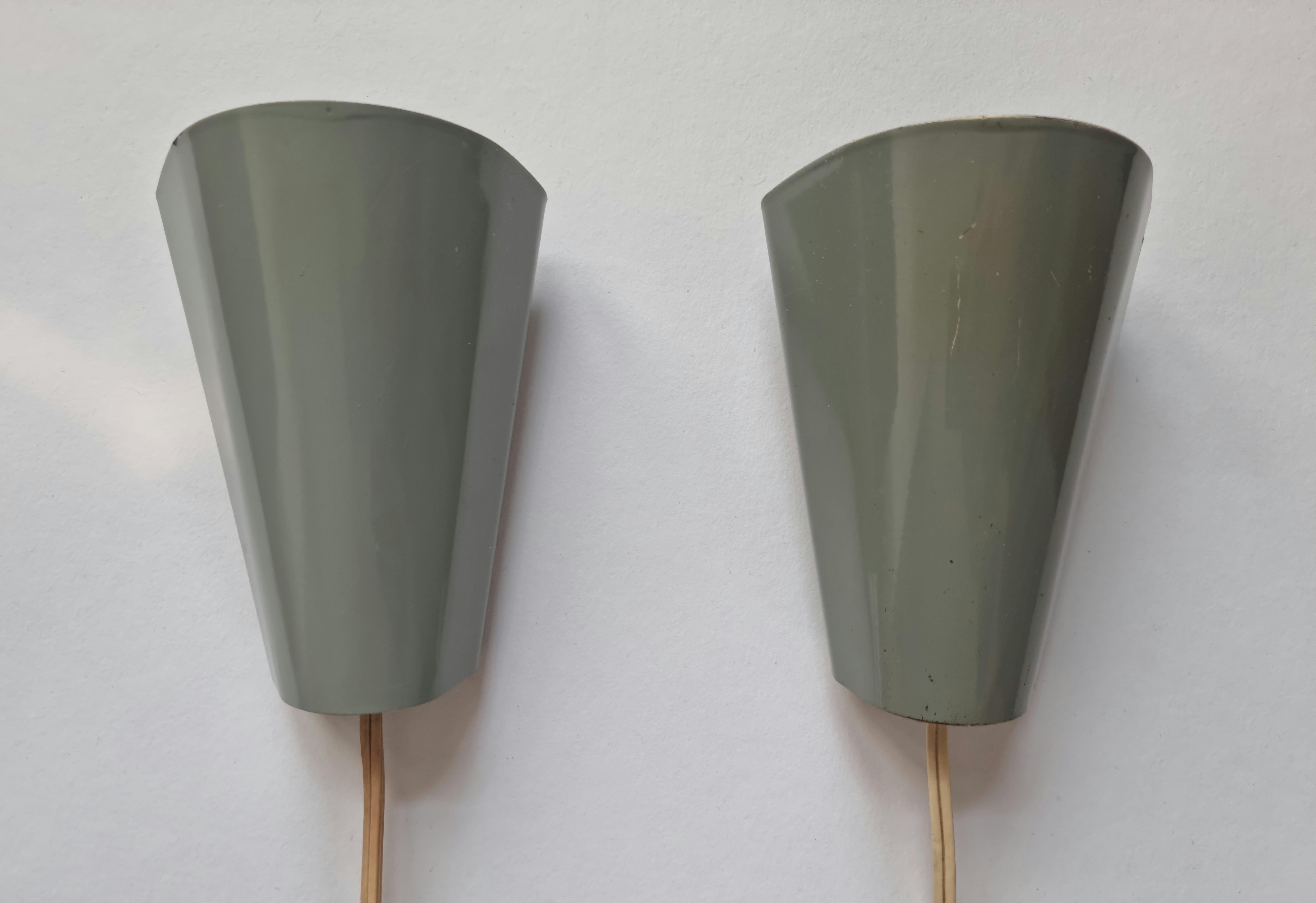 Lacquered Pair of Mid-Century Rare Wall Lamps Lidokov, Designed by Josef Hurka, 1960s For Sale